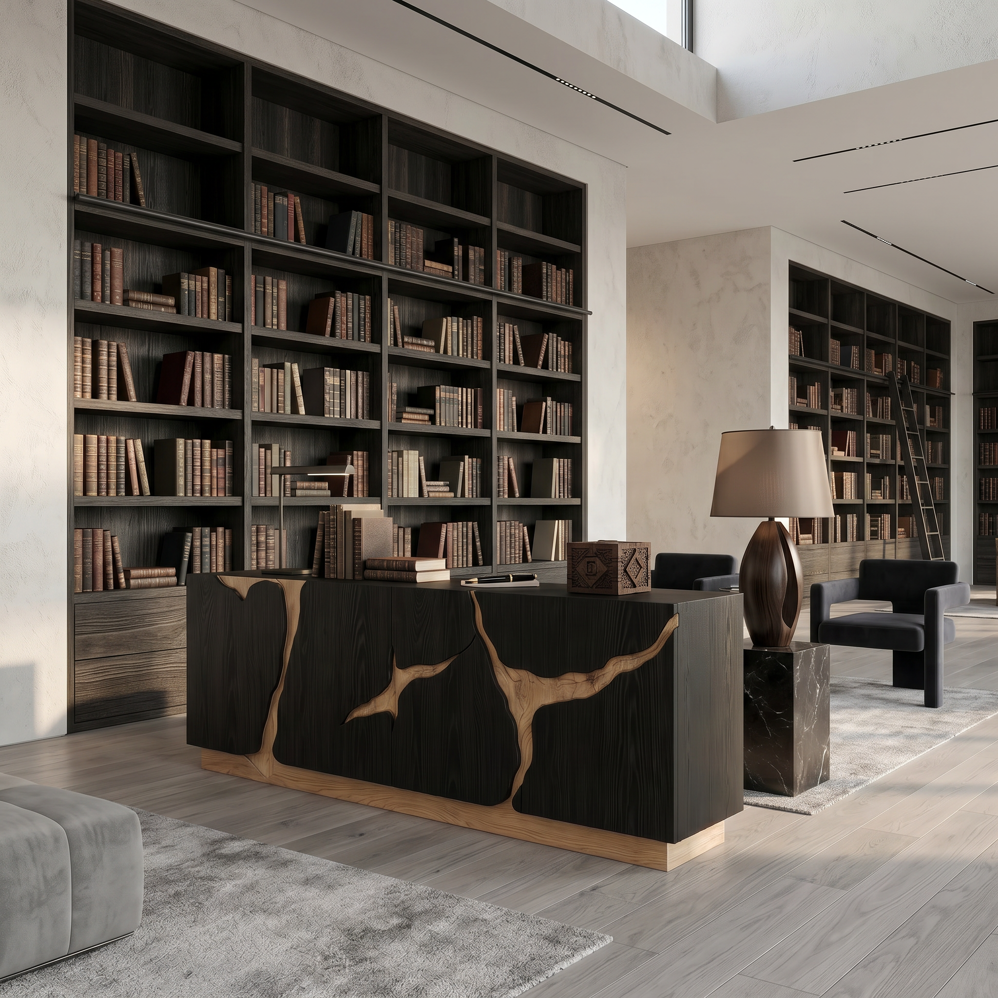 Organic Sideboard With Charred Wood Doors And Natural Live Edge Inlay For Living Room SINLSASC529