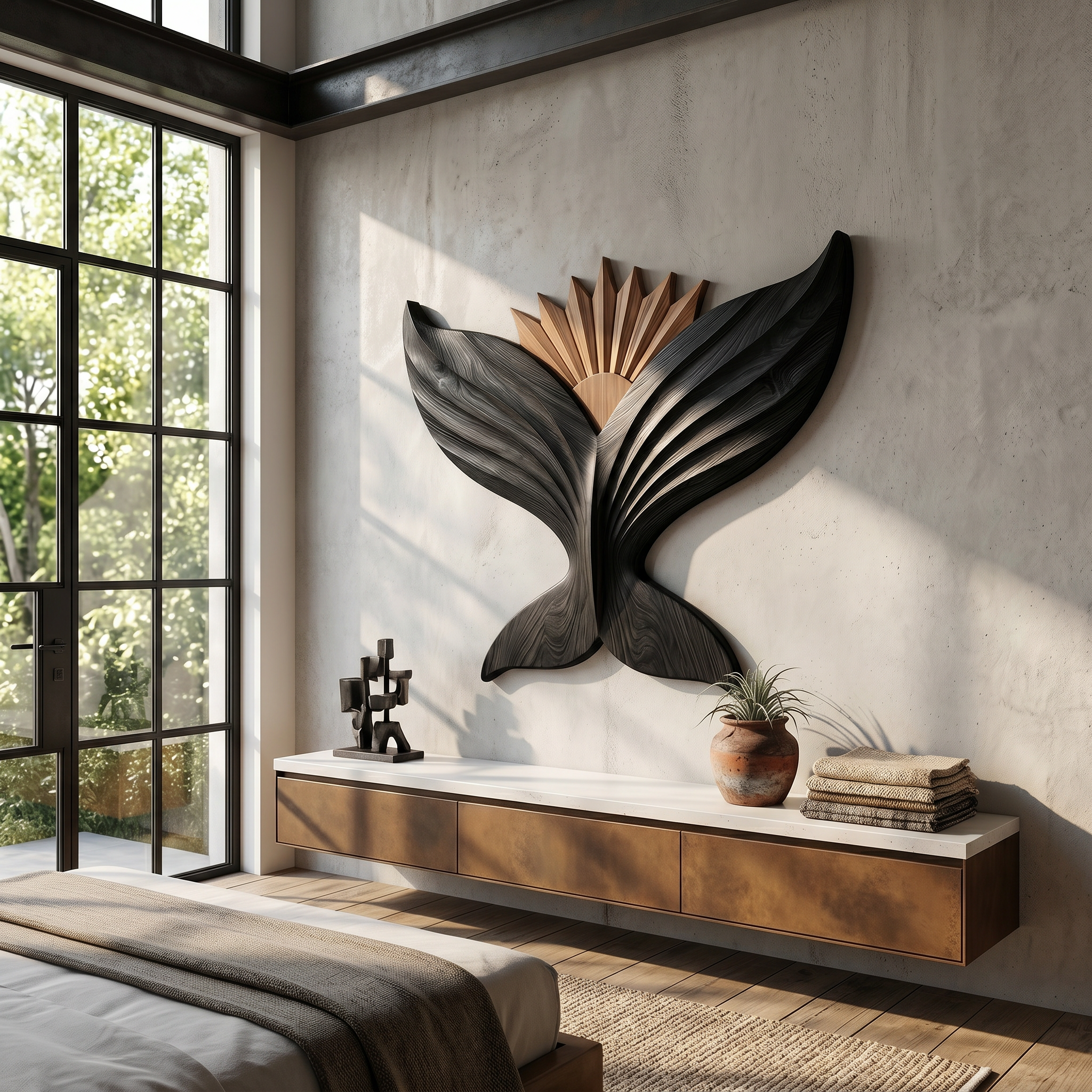 Sculptural Eagle Wooden Wall Art For Living Room And Entryway SINLSAWD086