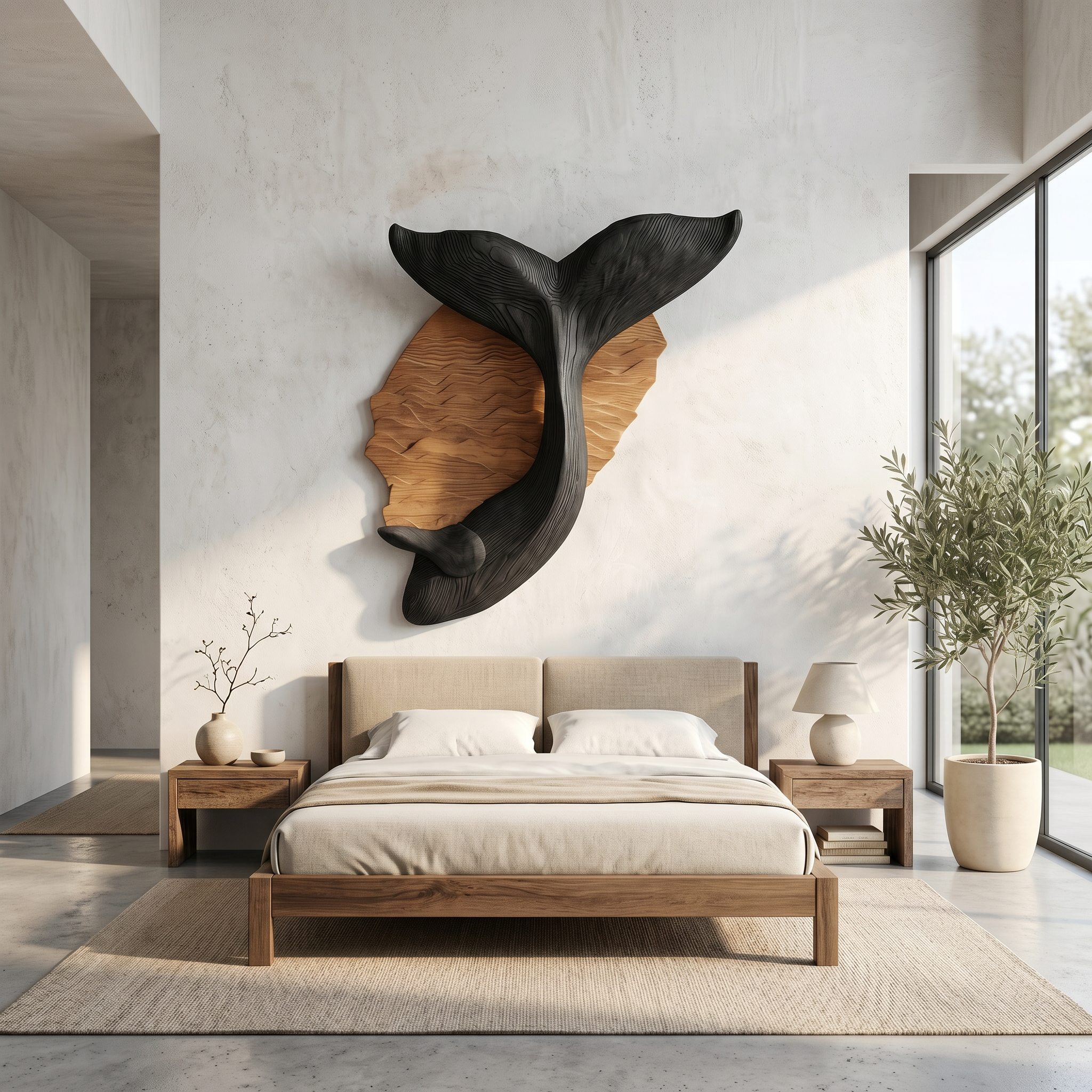 Organic Whale Tail Wooden Wall Art For Bedroom And Living Room SINLSAWD087