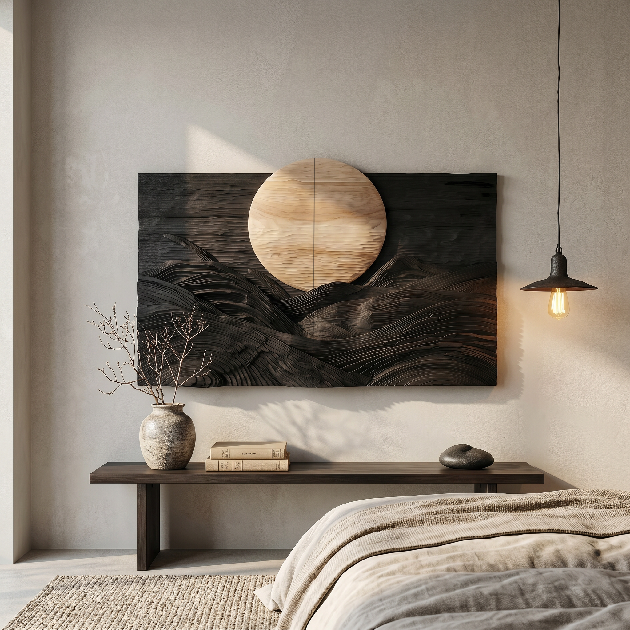 Rustic Mountain Sunrise Wooden Wall Art For Living Room And Bedroom SINLSAWD090