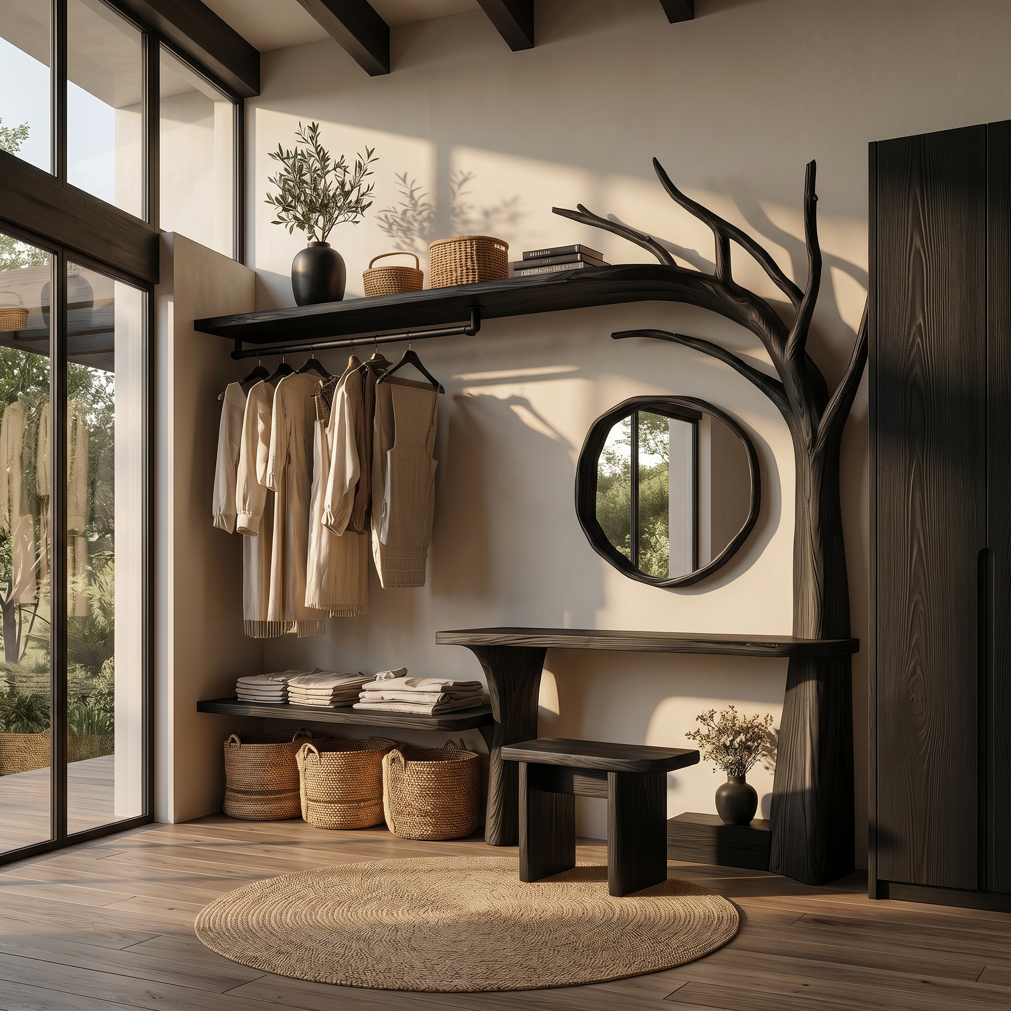 Organic Tree Coat Rack Wardrobe Vanity Bedroom And Dressing Room SINLSATCR115