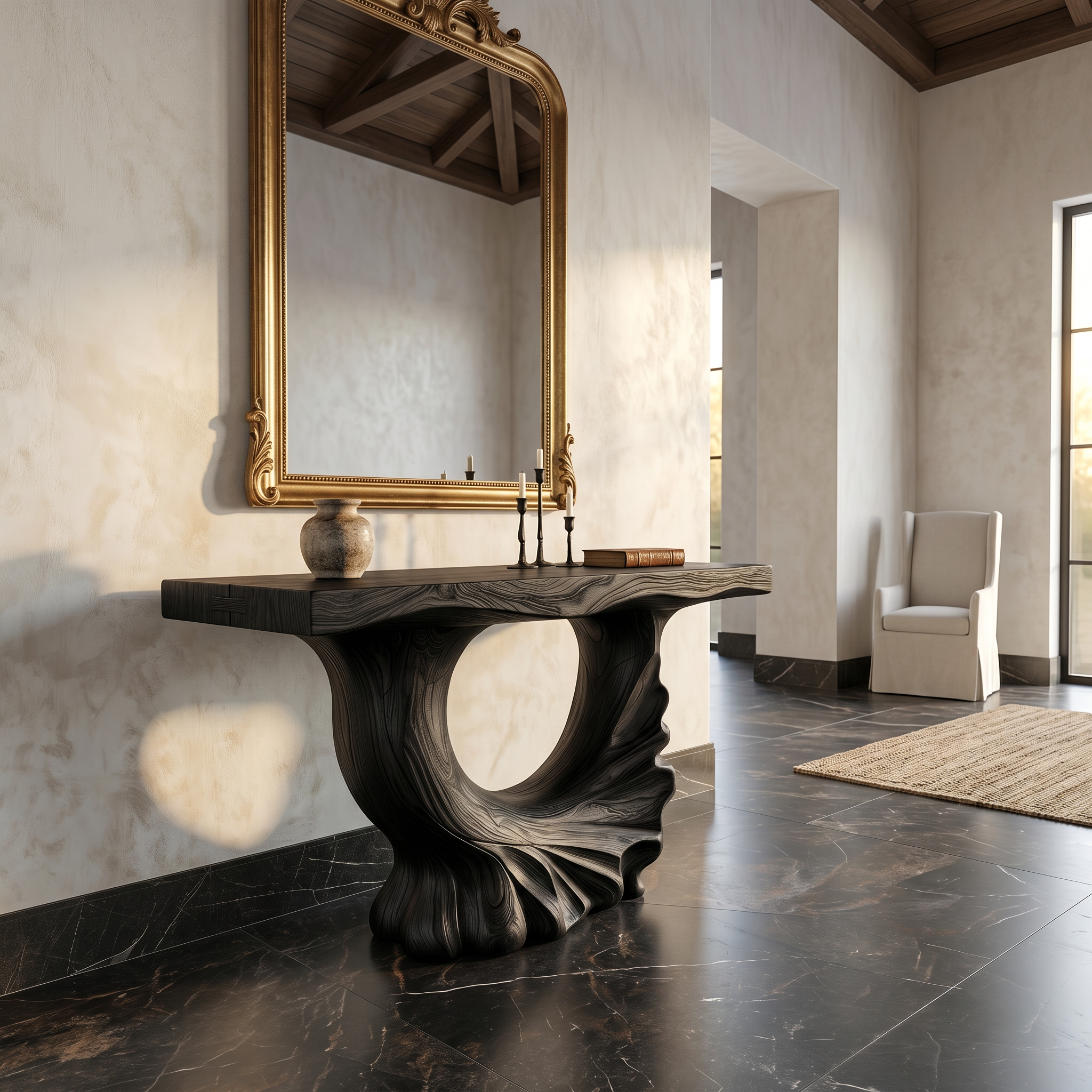 Modern Console Table With Ring Form Pedestal Base For Living Room SINLSACS630