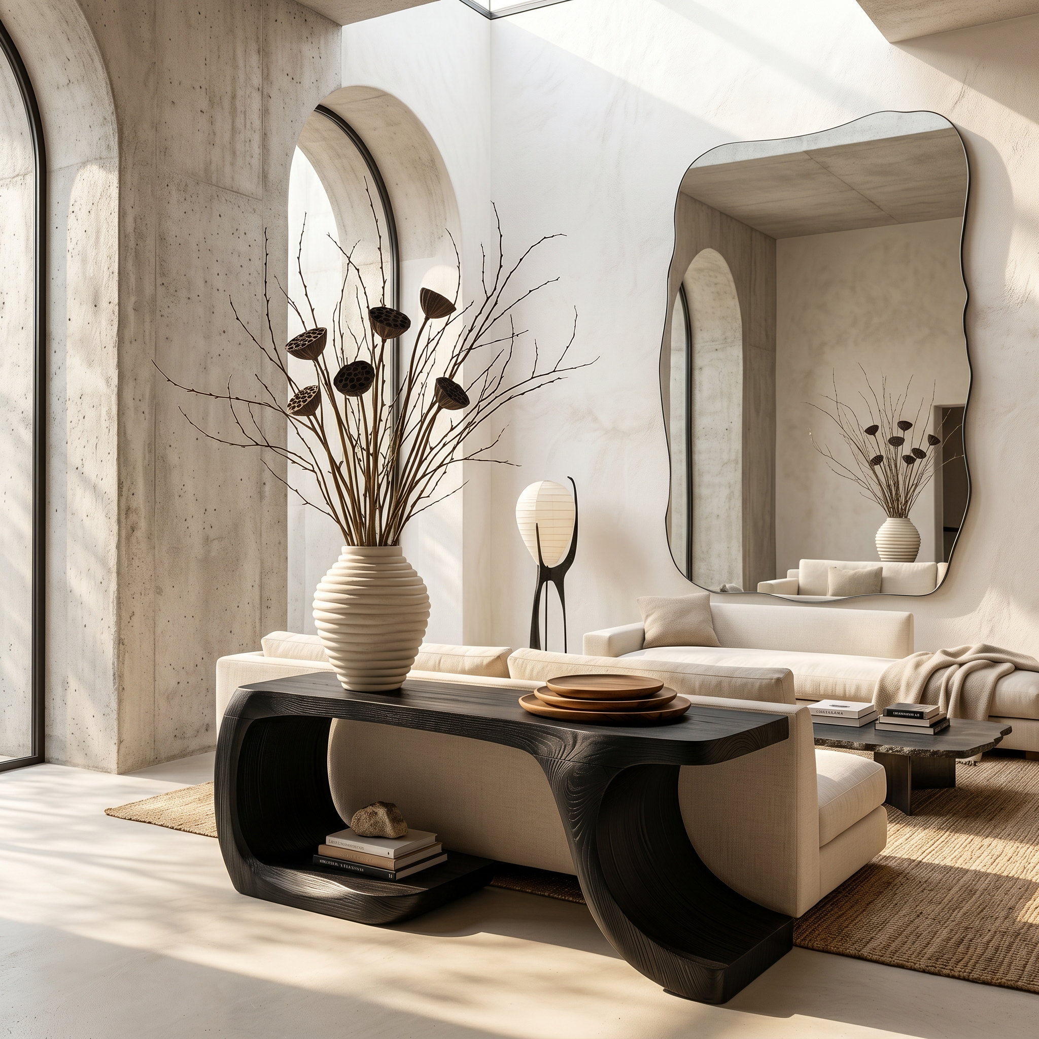 Modern Console Table With Organic Geometric Form For Hallway SINLSACS638