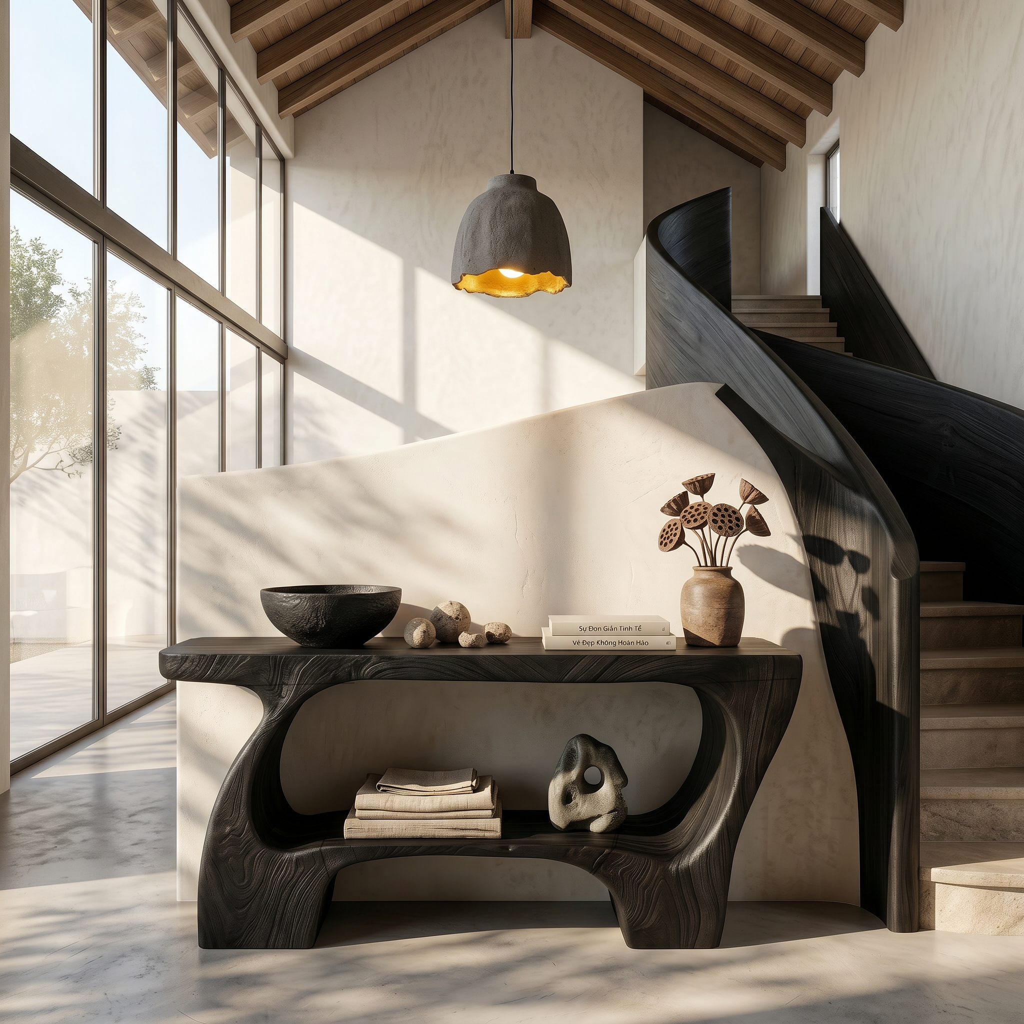 Contemporary Console Table With Artistic Open Structure For Living Room SINLSACS643