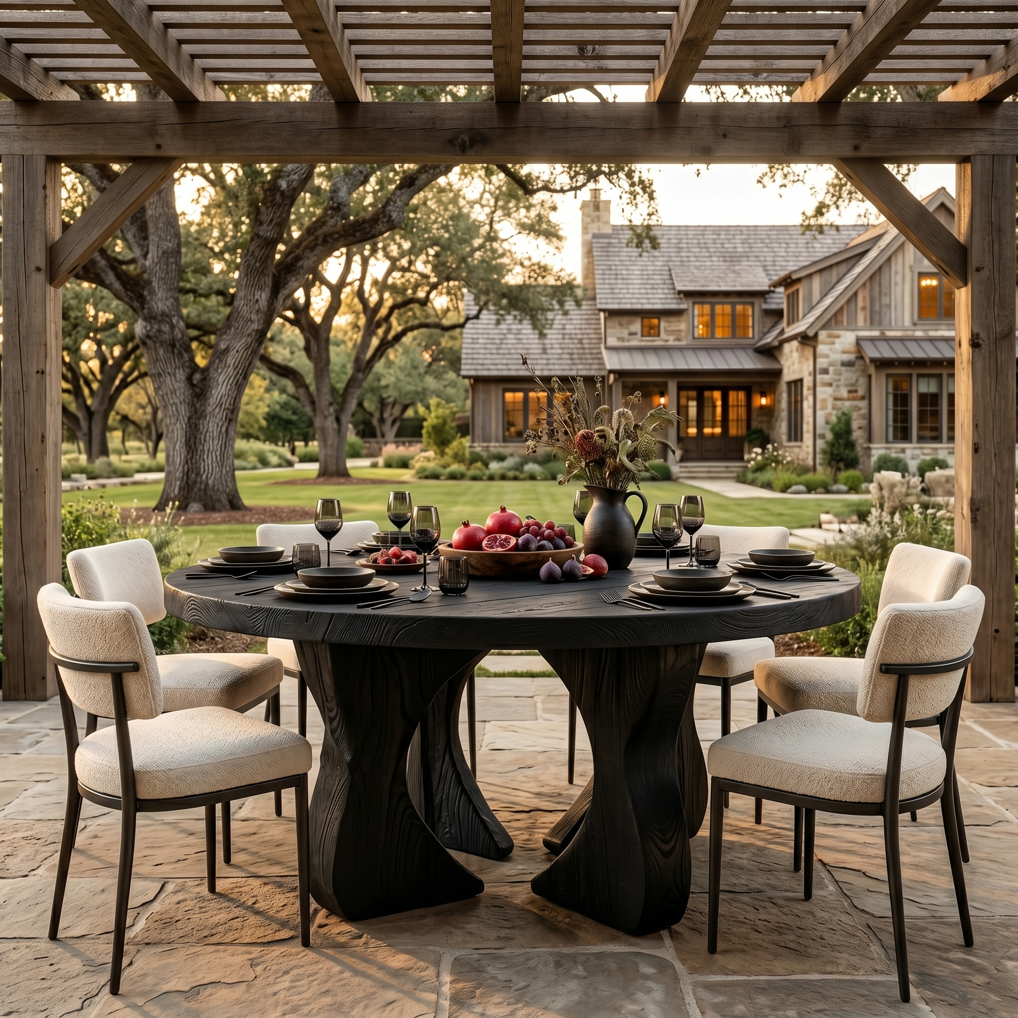 Modern Organic Round Dining Table For Dining Room And Kitchen SINLSADT172
