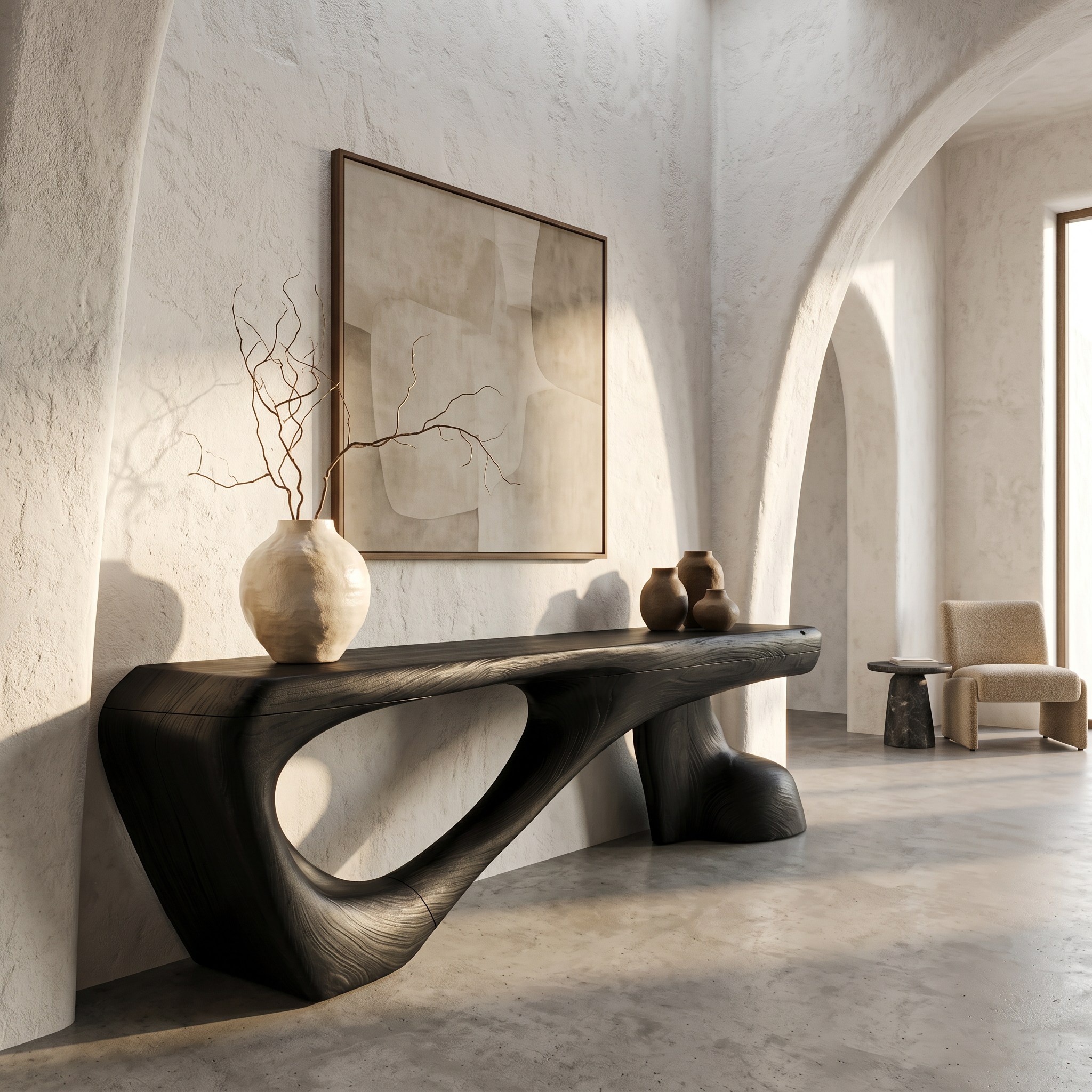 Rustic Console Table With Organic Root Form For Hallway SINLSACS649