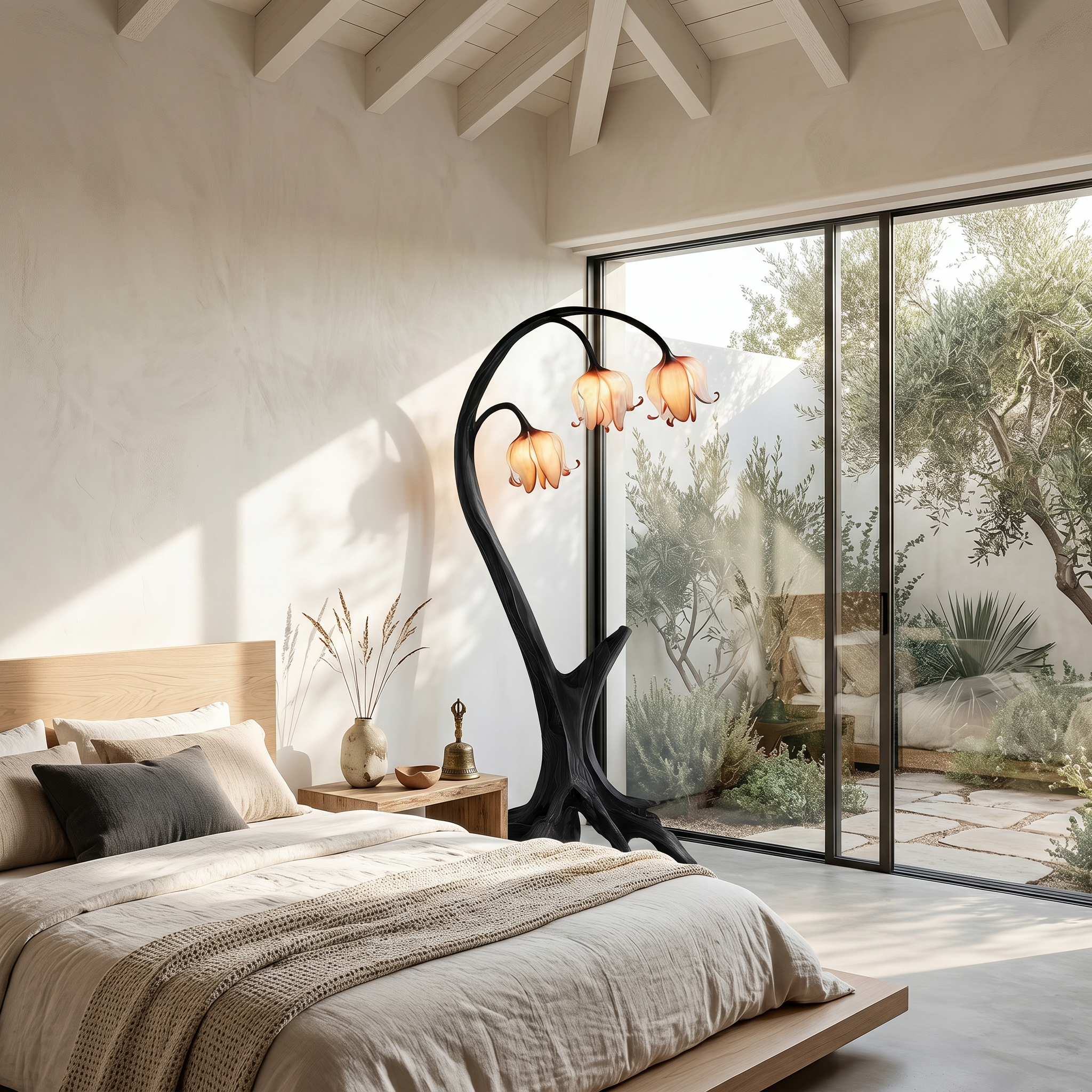 Rustic Floor Lamp With Blooming Bell Flower Design For Bedroom And Living Room SINLSAFLP100