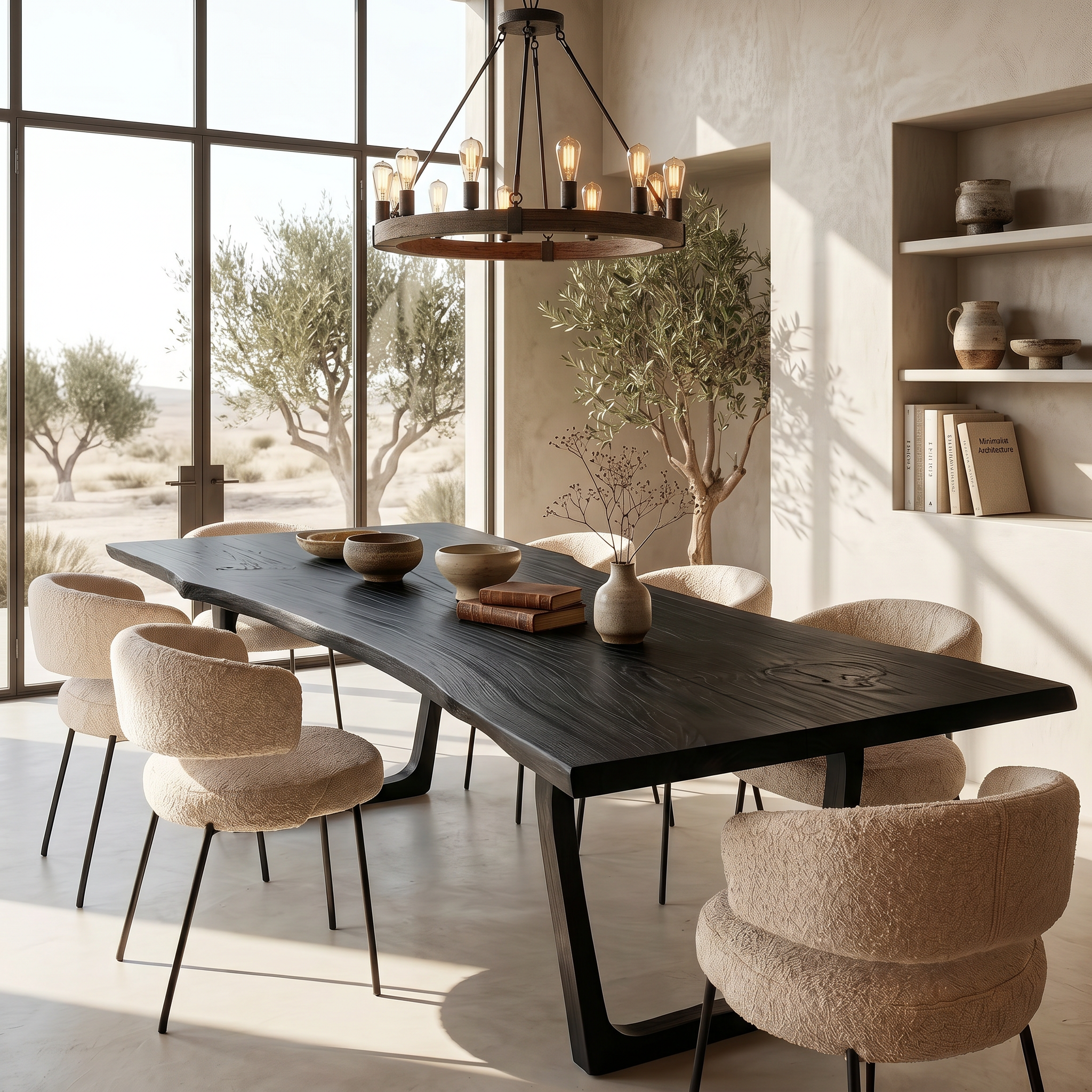 Organic Live Edge Dining Table With U Shaped Wood Legs For Dining Room SINLSADT187