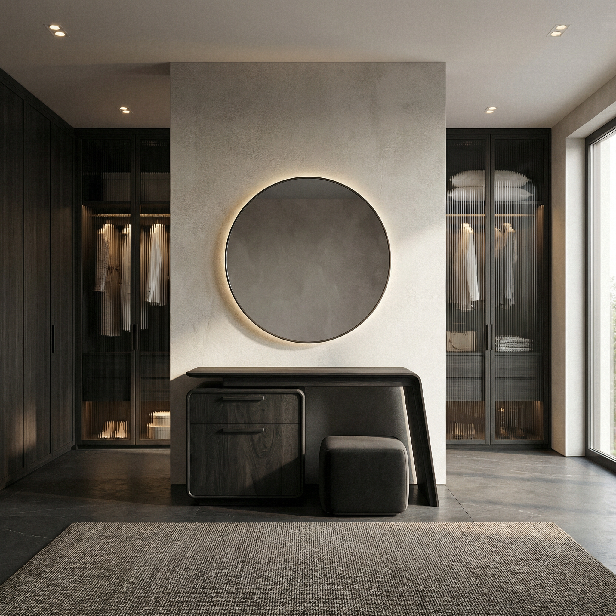 Modern Minimalist Dressing Table With Storage Sculptural Design For Bedroom SINLSABDT052