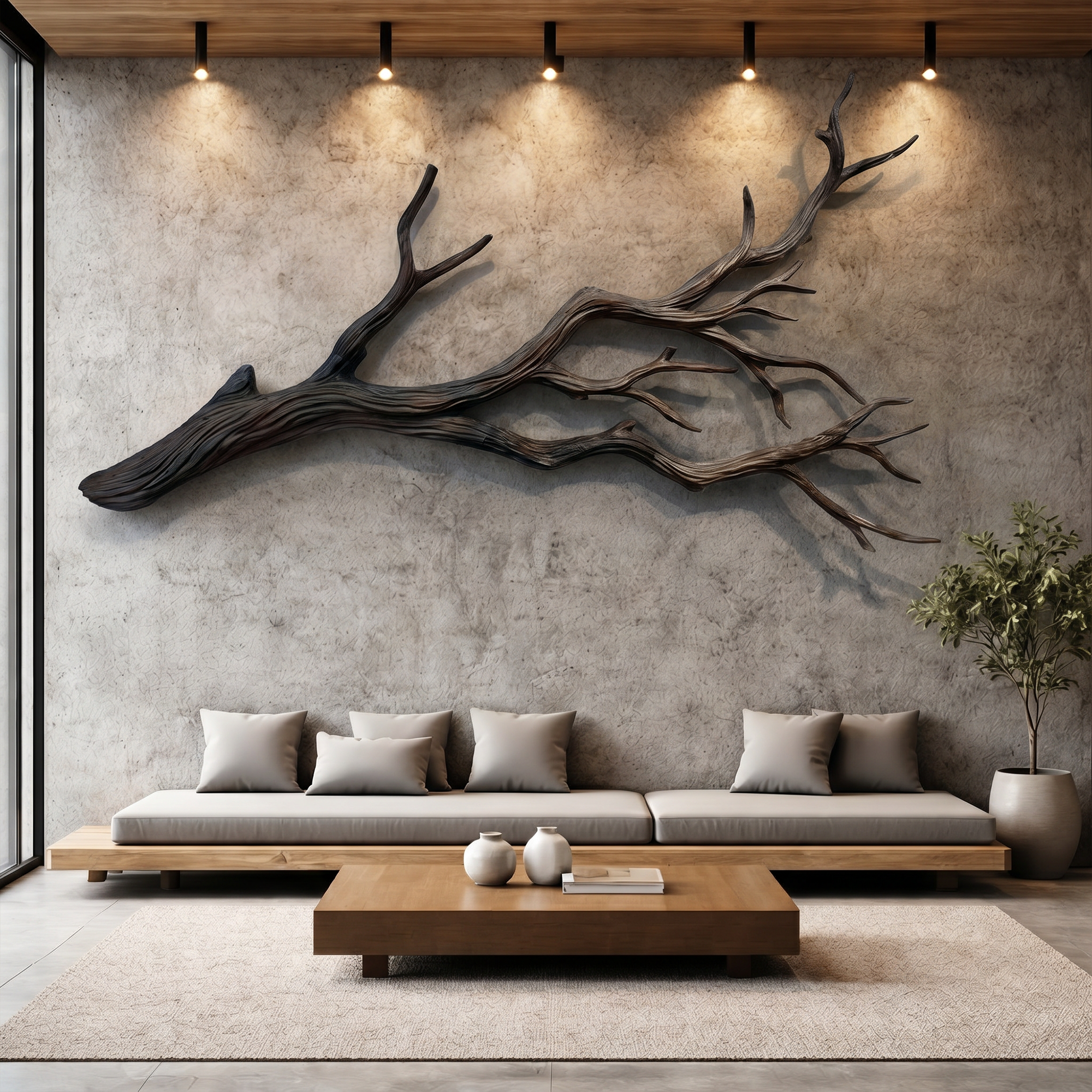 Flowing Organic Wood Branch Wall Sculpture Contemporary Decor SINLKIWD030