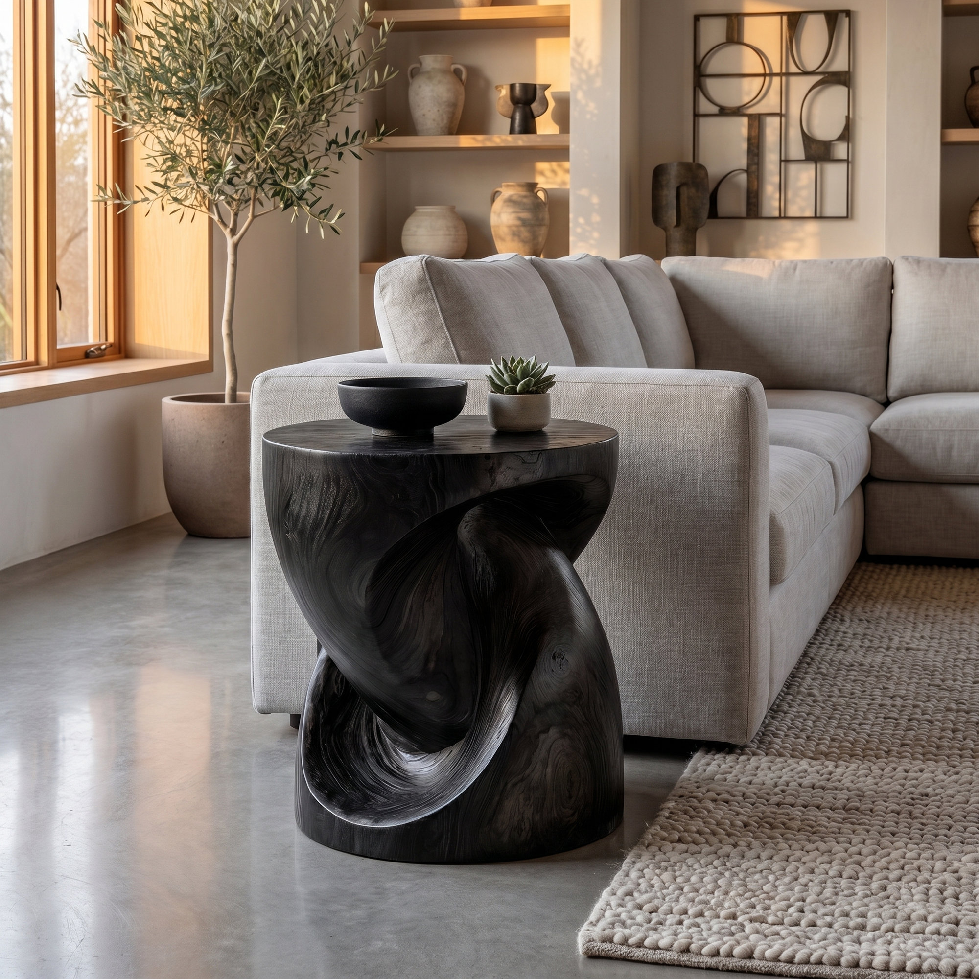 Rustic Twisted Wood Beside Table For Living Room SINLKIBT245