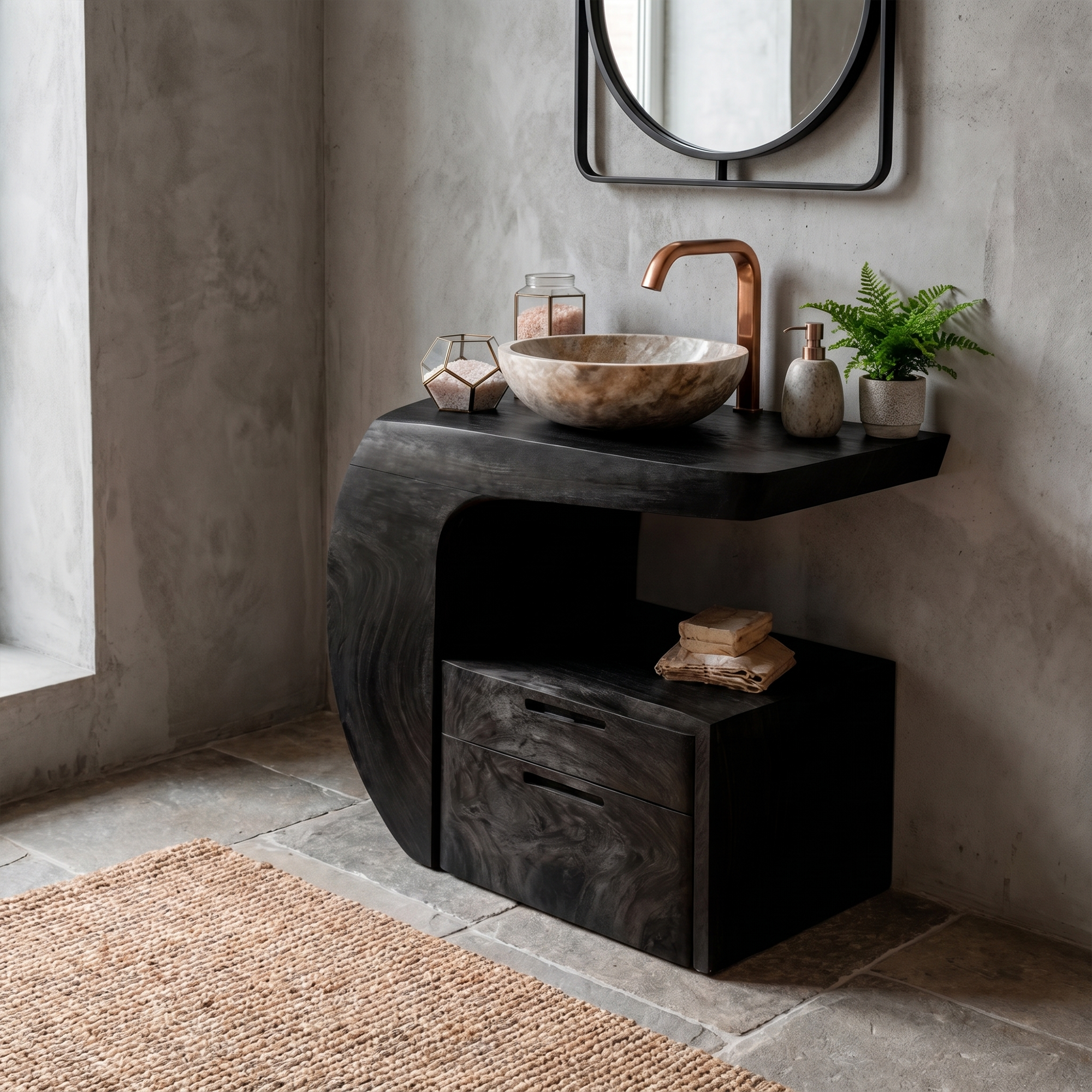 Modern Organic Bathroom Vanity With Storage For Bathroom SINLKIBRV303