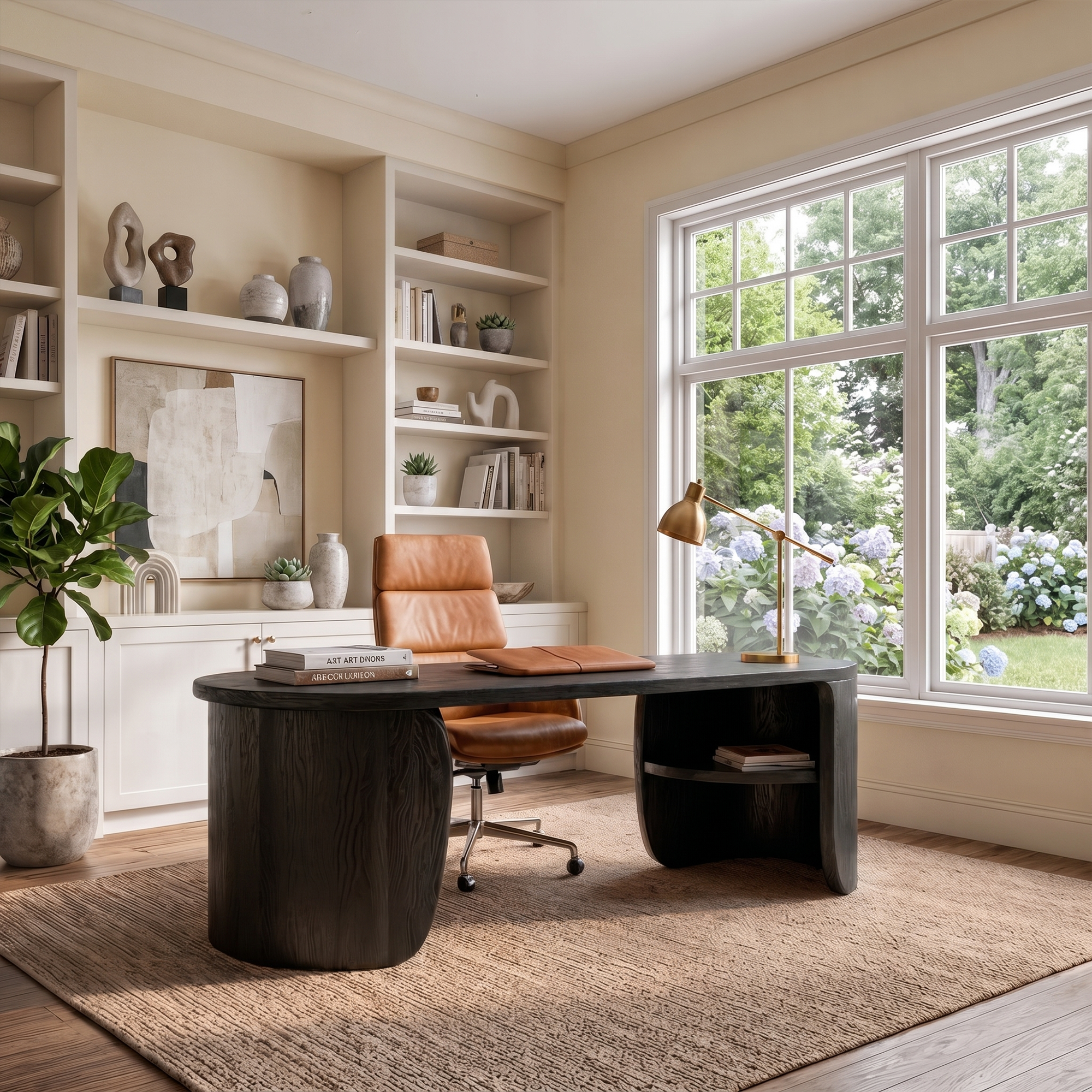Minimal Wooden Desk With Clean Lines And Built In Storage For Home Office SINLKIDK110