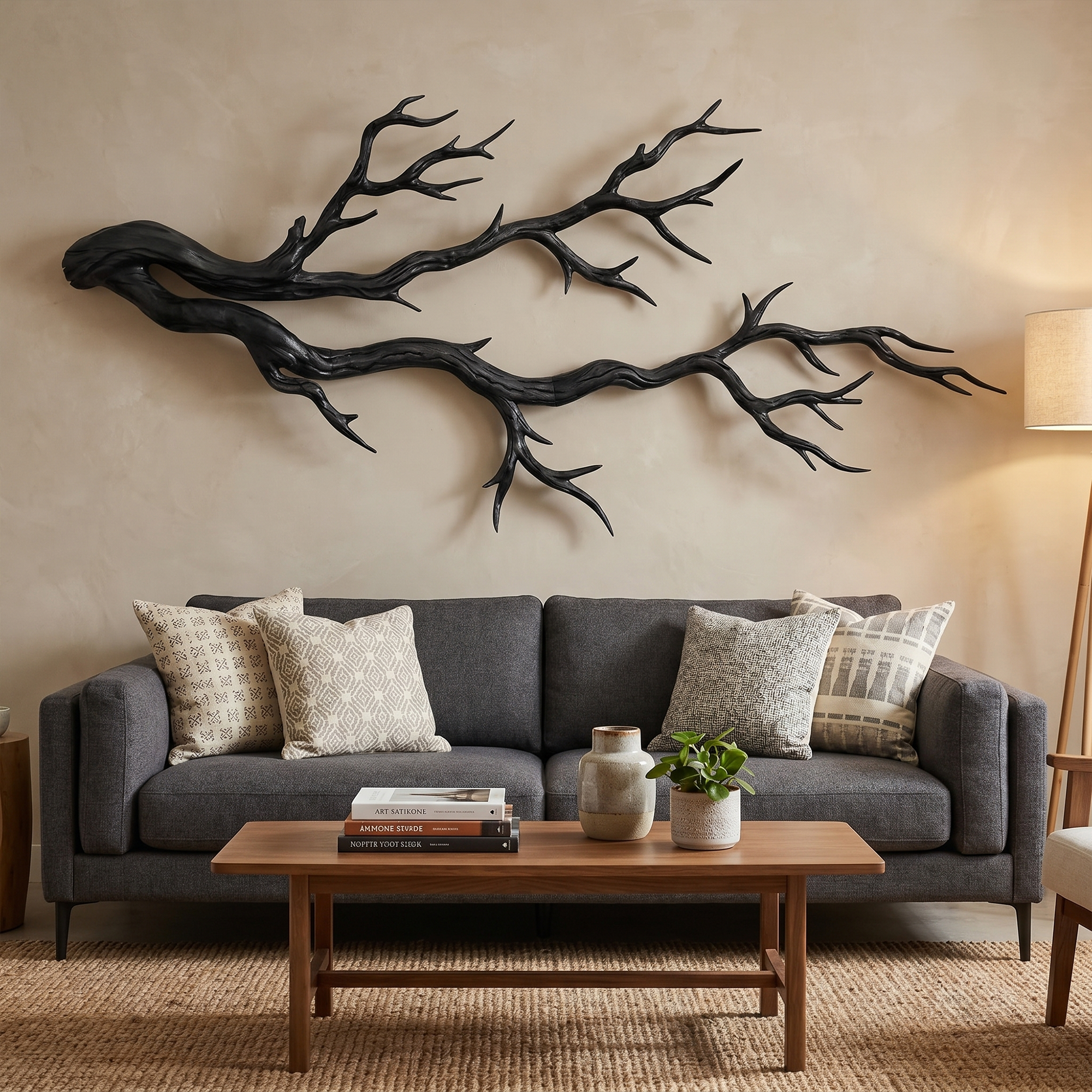 Twisted Branch Solid Wood Wall Sculpture Organic Modern Decor SINLKIWD032