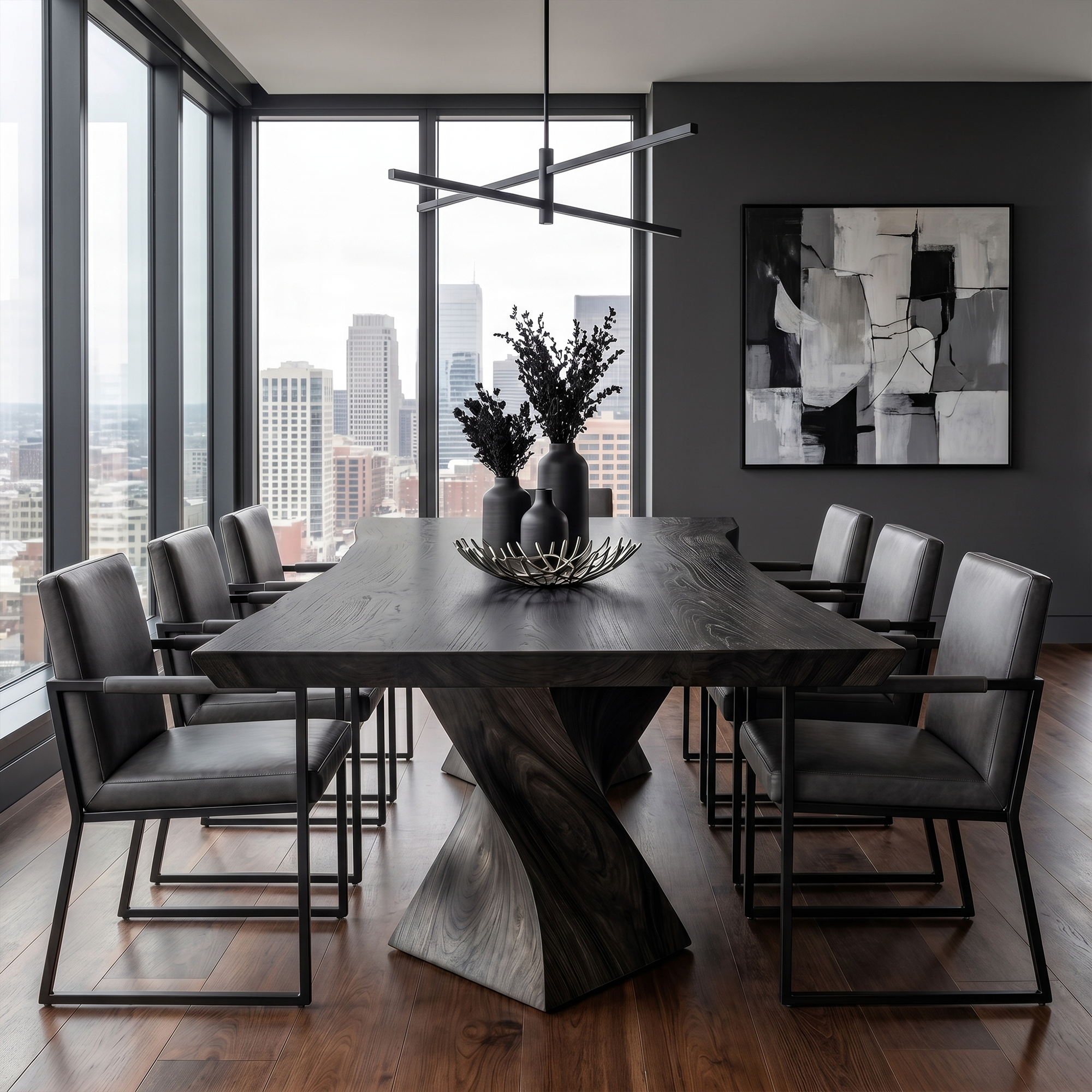Sculptural X Base Dining Table For Dining Room And Kitchen SINLKIDT166