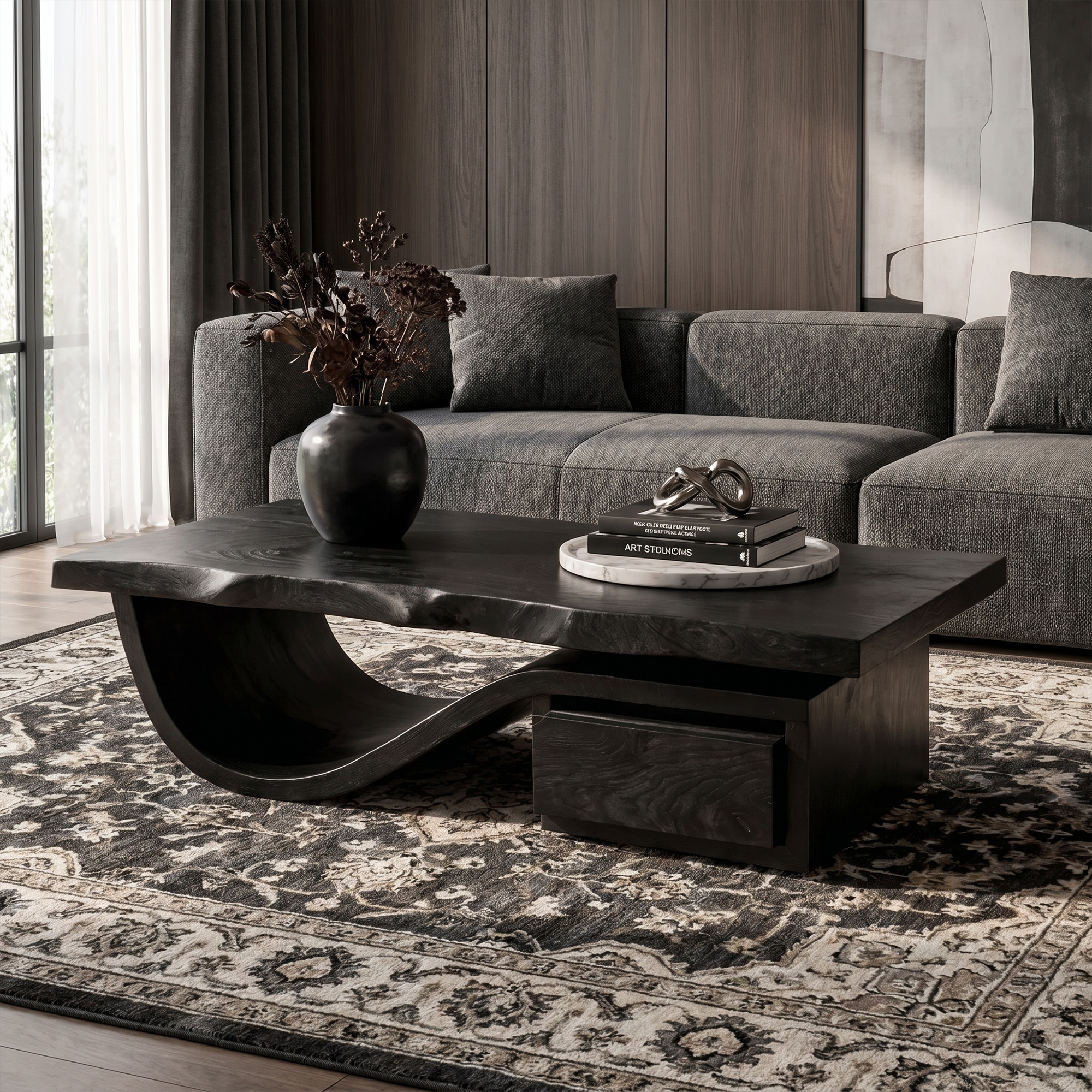 Modern Organic Coffee Table With Storage For Living Room And Lounge SINLKICF362