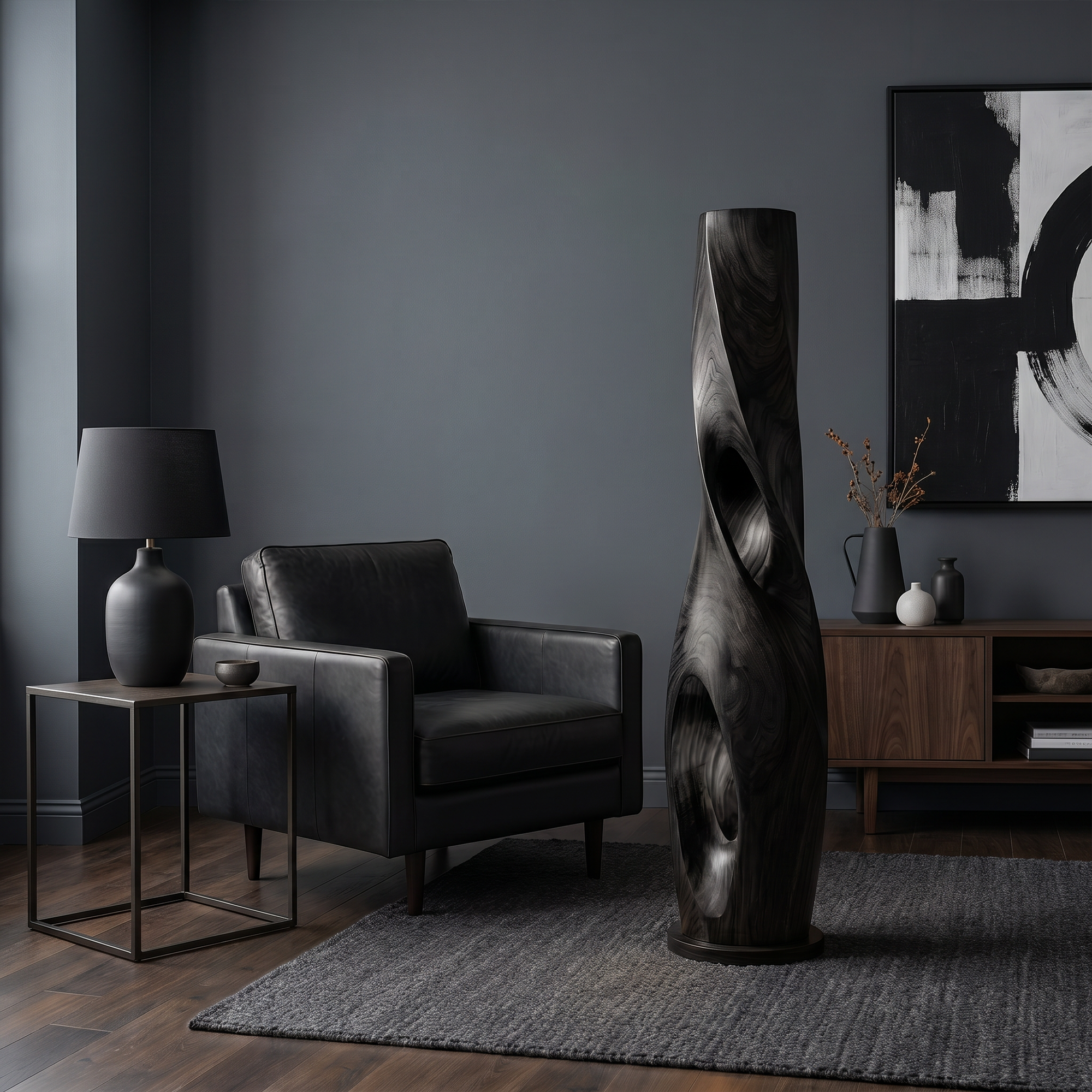 Modern Sculptural Floor Lamp With Hollow Solid Wood Design For Living Room SINLKIFLP095