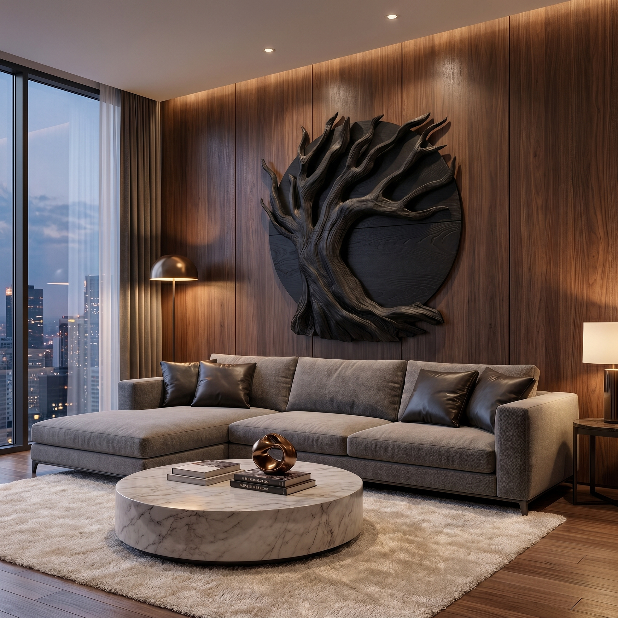 Sculptural Tree Wall Decor With Organic Circular Design For Home Interior SINLKIWD107