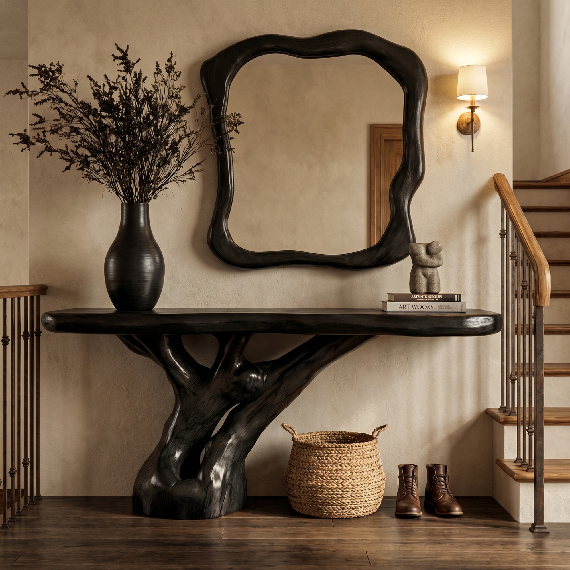 Rustic Tree Root Console Table For Entryway And Living Room SINLKICS570