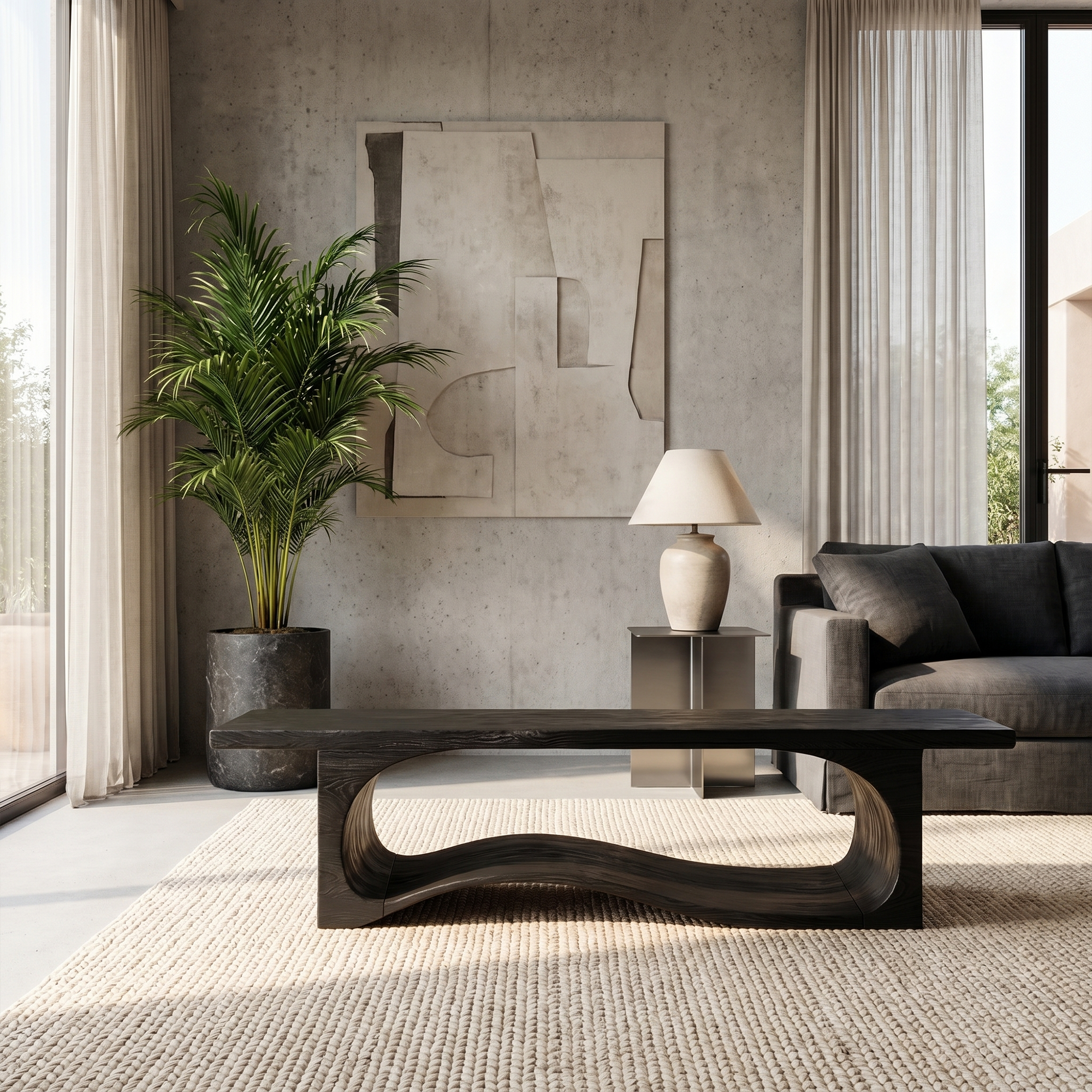 Sculptural Bench With Wave Design For Entryway SINLKIRS108