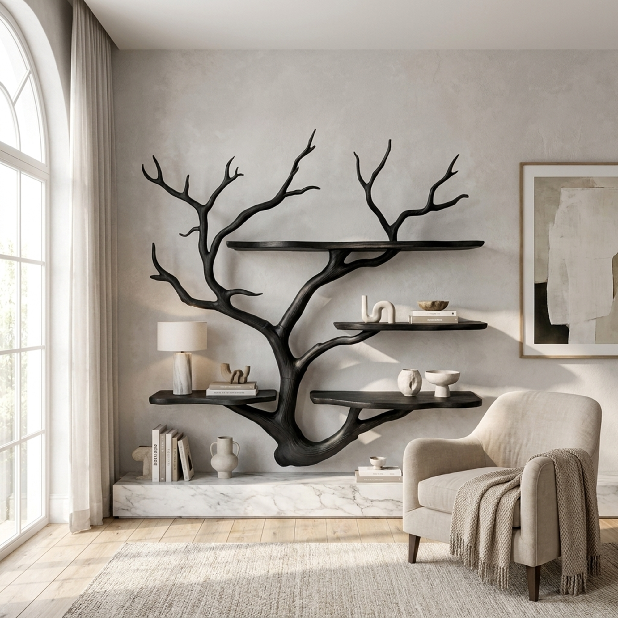 Sculptural Tree Wall Shelf Living Room And Studio SINLKITBS105