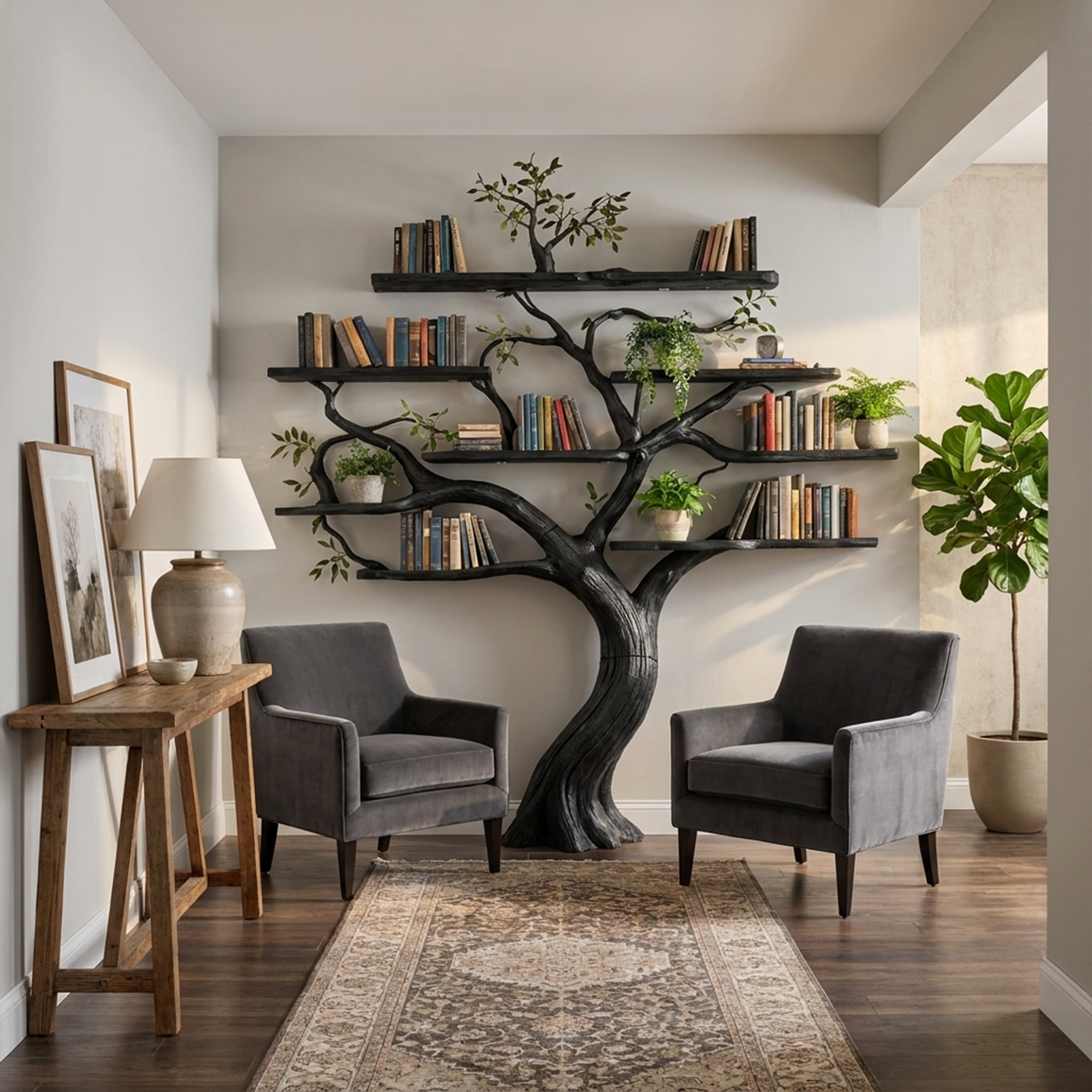 Organic Modern Large Tree Bookshelf For Home SINLKITB675