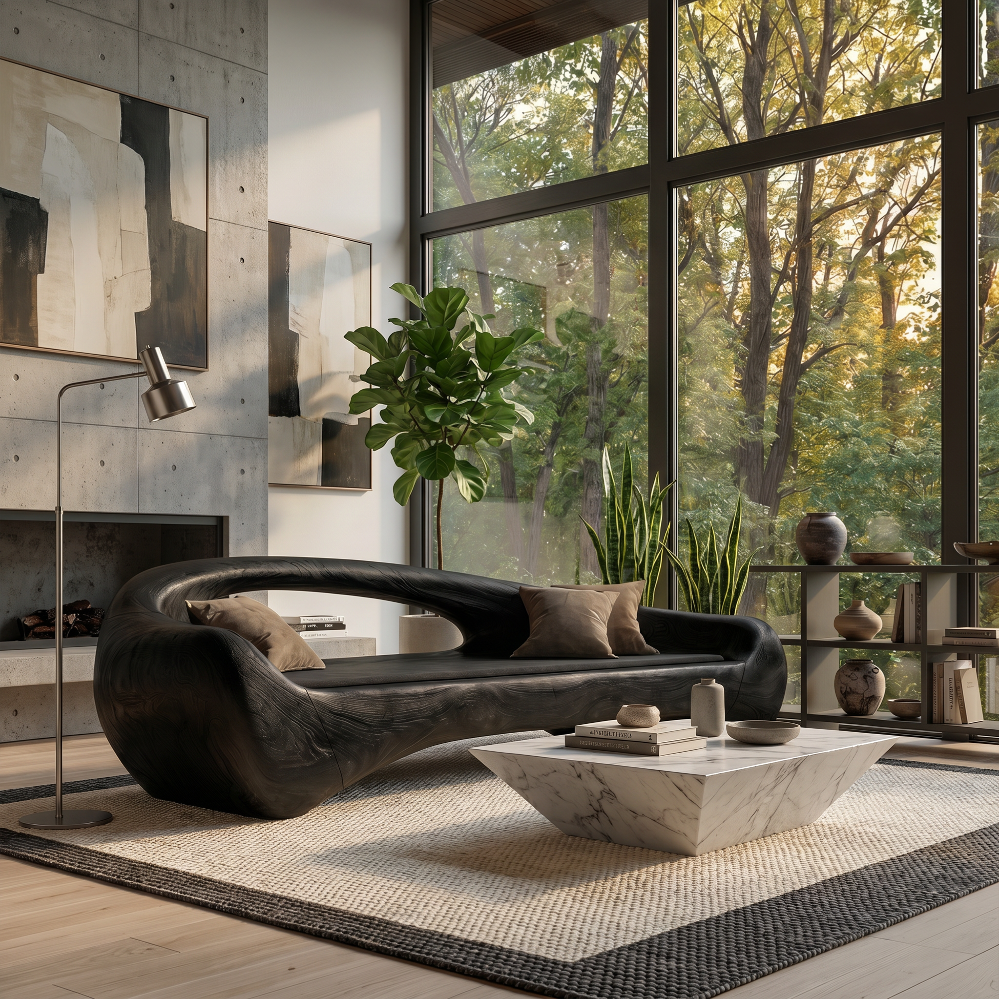 Organic Sofa Frame With Sculptural Solid Wood Design For Living Room SINLKISF021