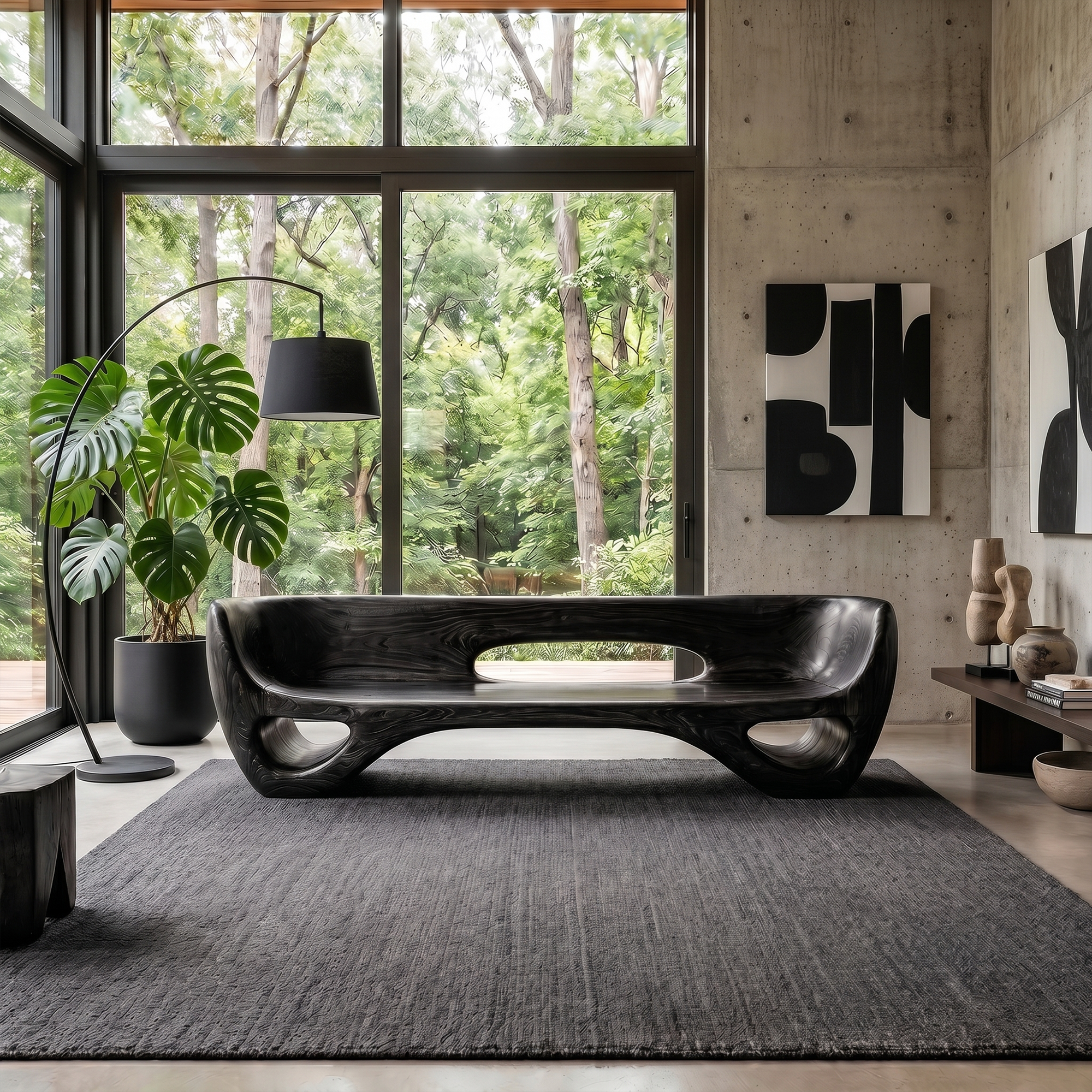 Rustic Organic Sofa Frame With Sculptural Open Base And Solid Wood Design For Living Room SINLKISF022