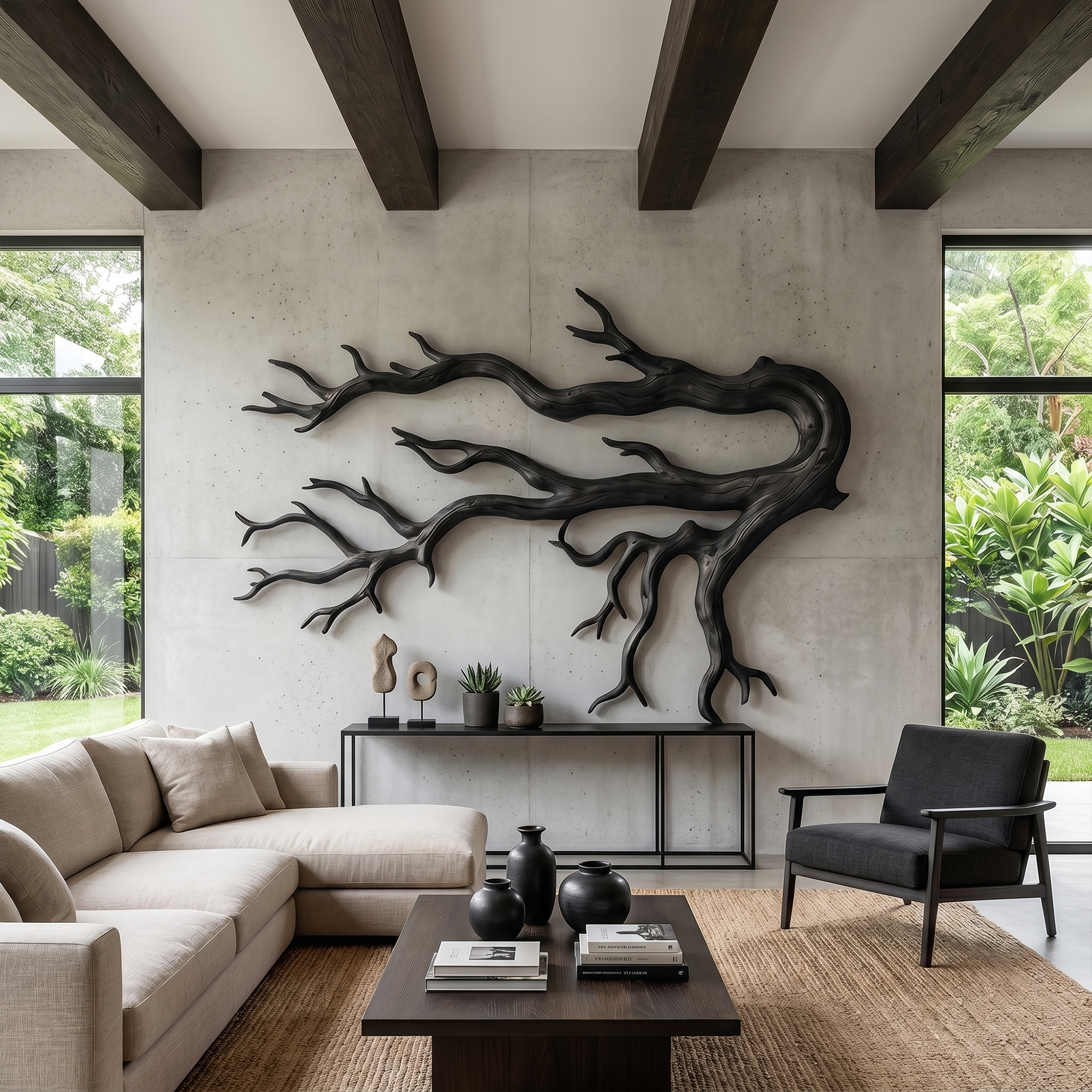 Driftwood Root Sculptural Solid Wood Wall Art Rustic Nature Inspired Decor SINLKIWD025