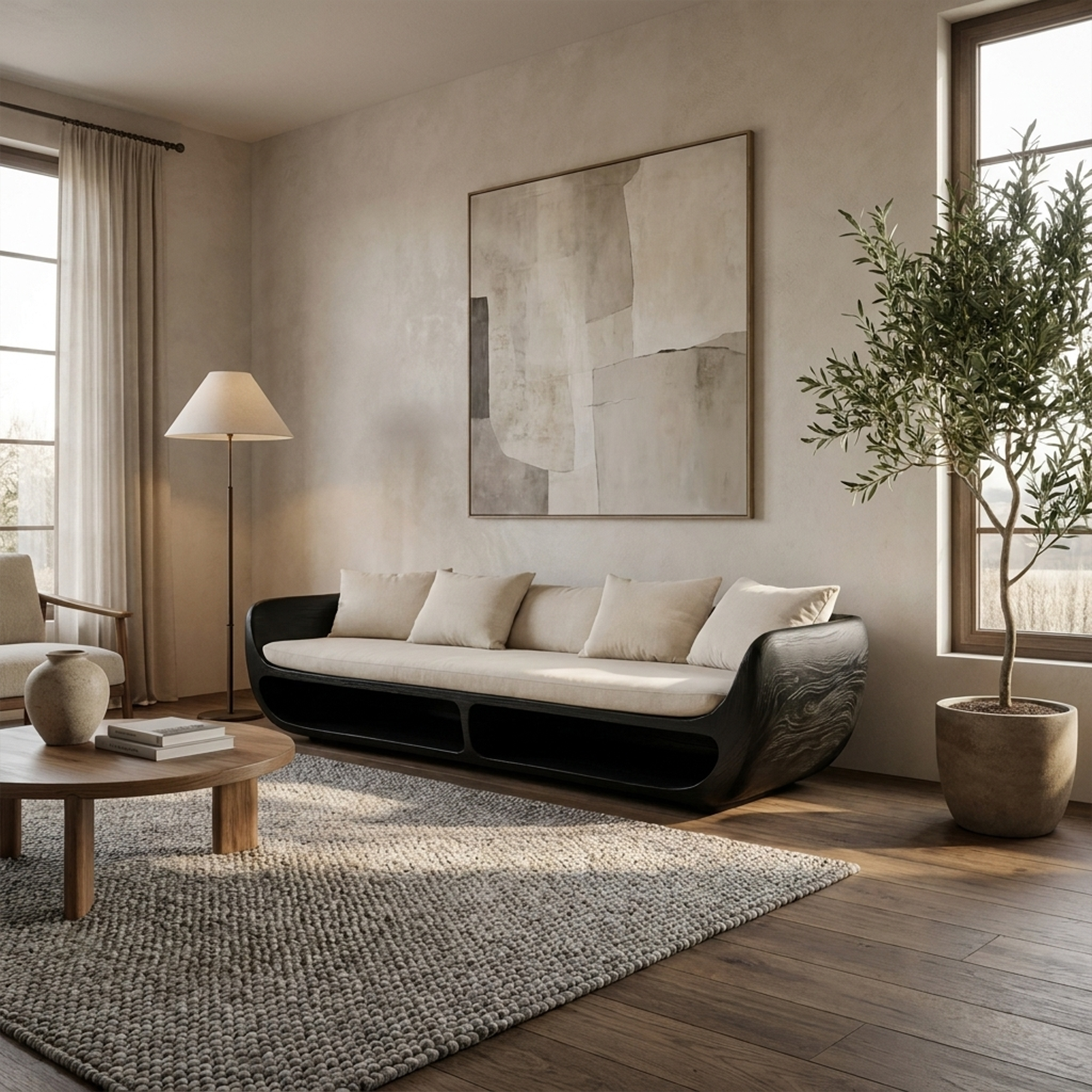 Rustic Sculptural Sofa Christmas Holiday Living Room Decor SINLKIWC027