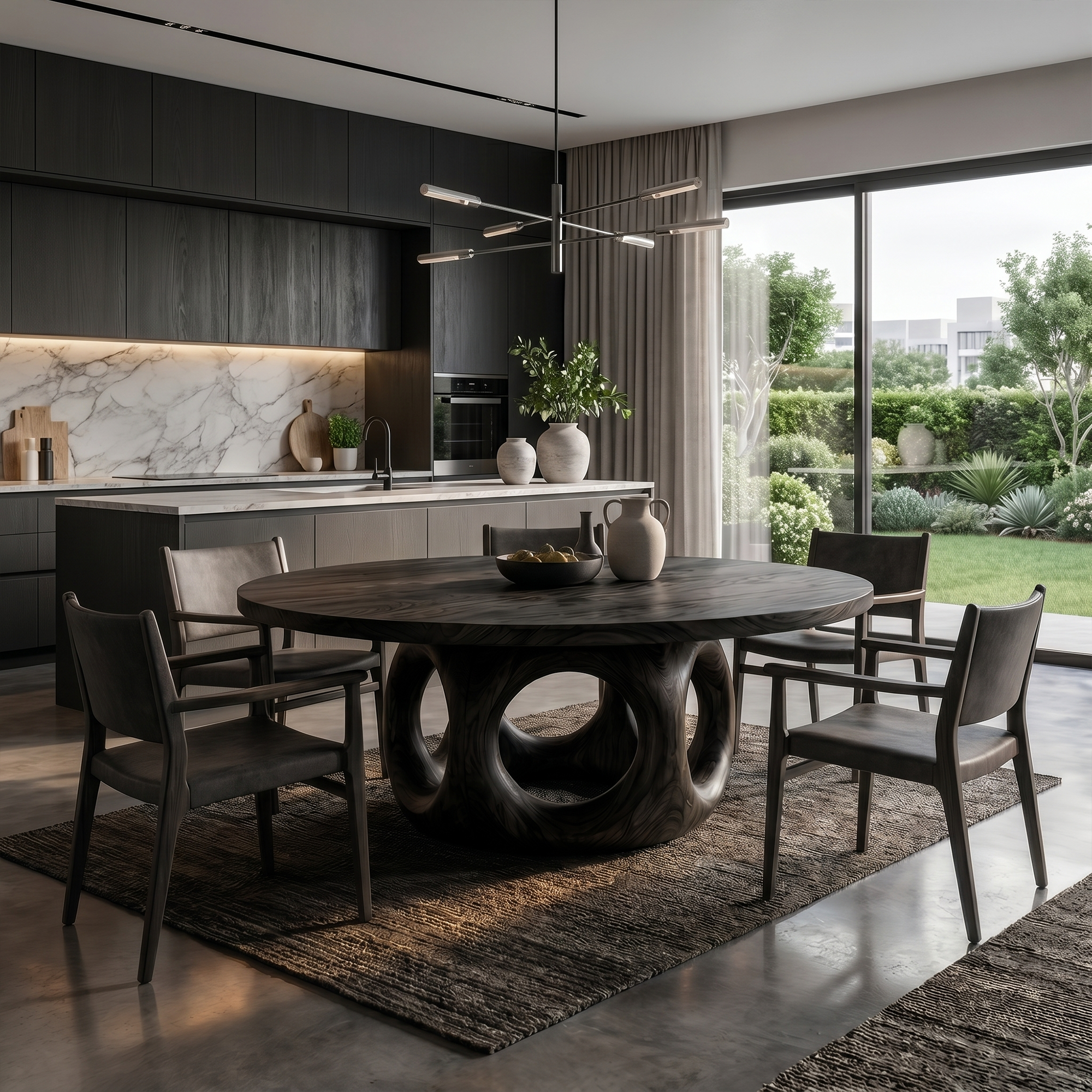 Handcrafted Round Dining Table Nature Inspired Design For Dining Room SINLKIDT203