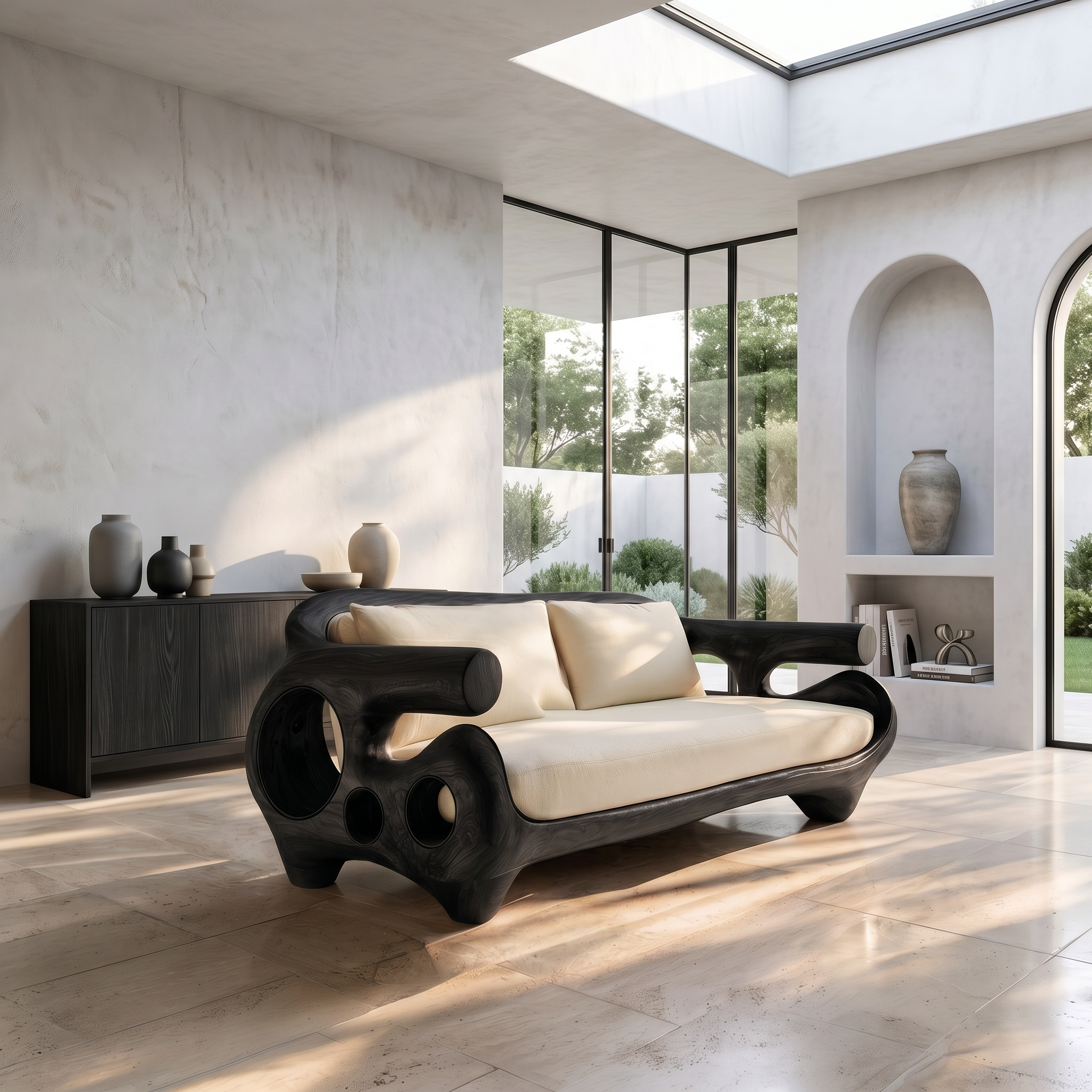 Minimalist Sofa Frame With Solid Wood Artistic Arms For Living Room SINLSASF043