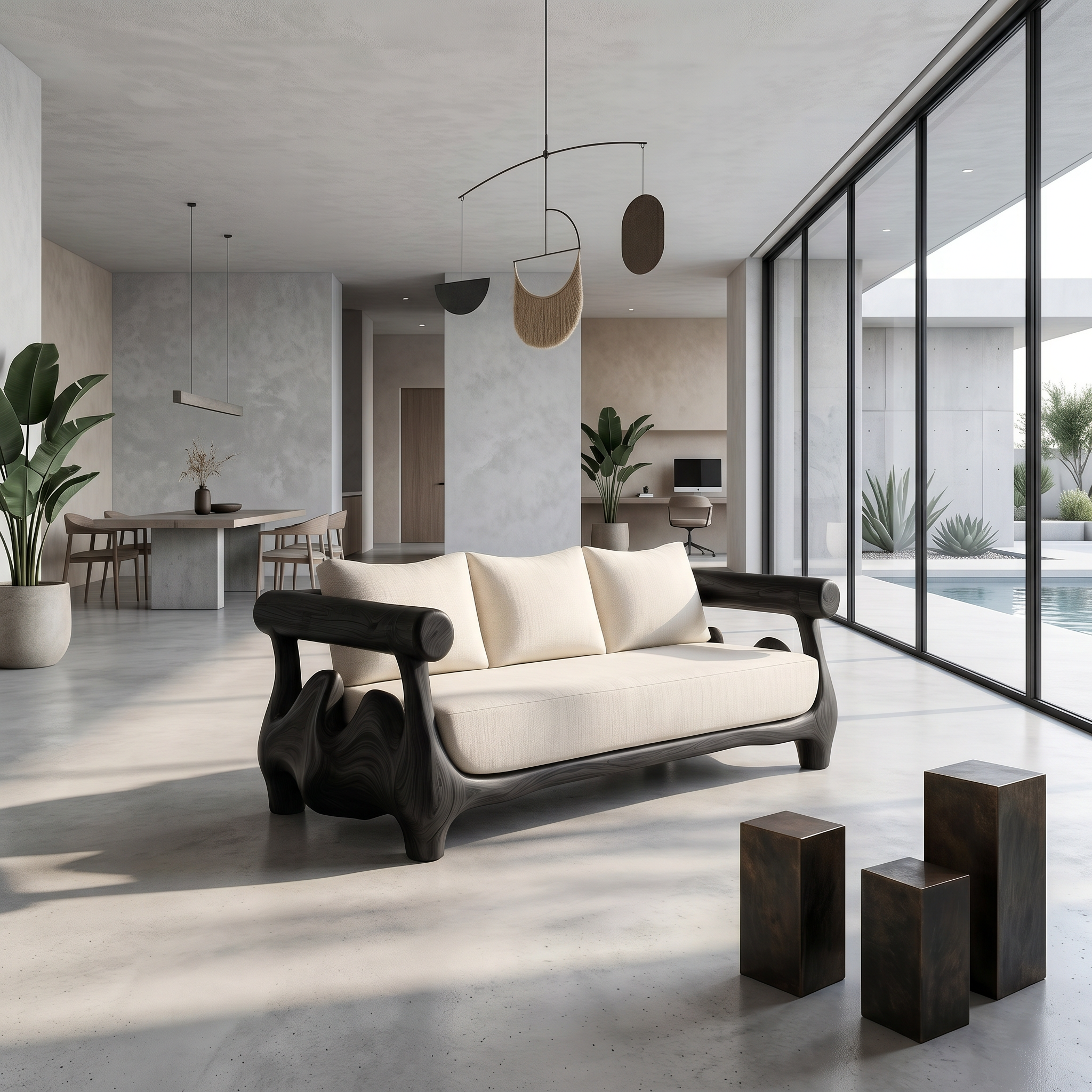 Statement Sofa Frame With Sculptural Tree Inspired Structure For Living Room SINLSASF053