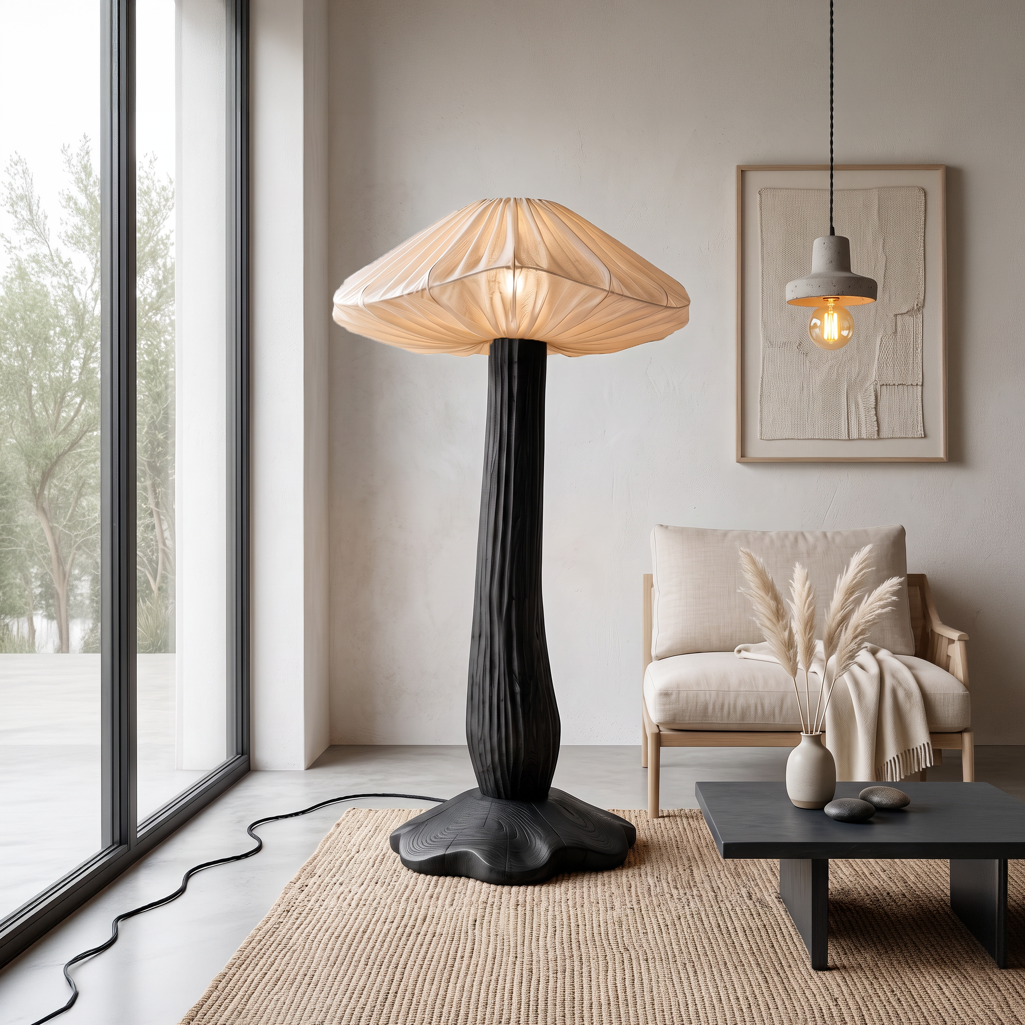 Rustic Floor Lamp Voan Mushroom Shade Living Room SINLSAFLP132