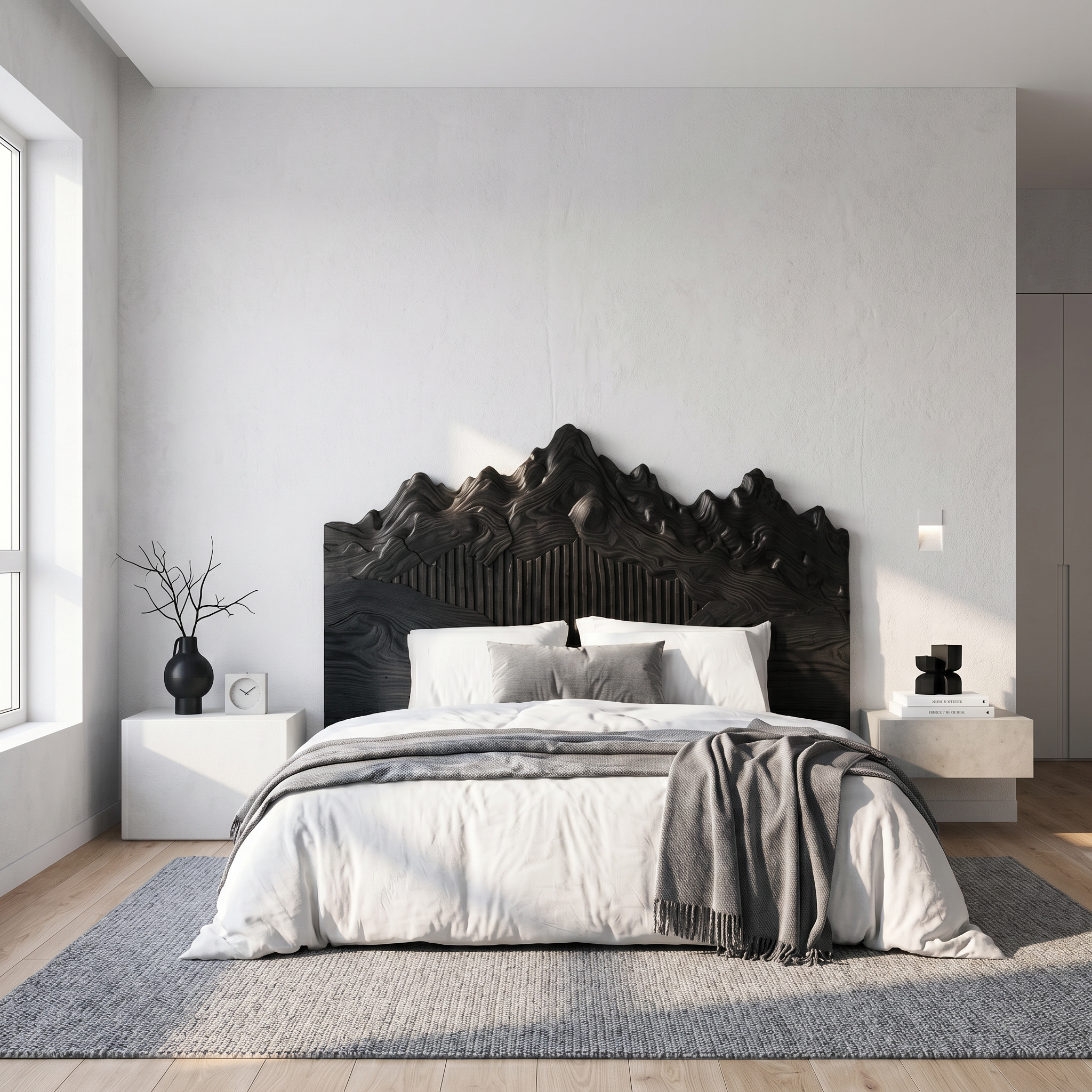 Rustic Mountain Peak Headboard Wooden Bed Headboard For Bedroom SINLSAHB045