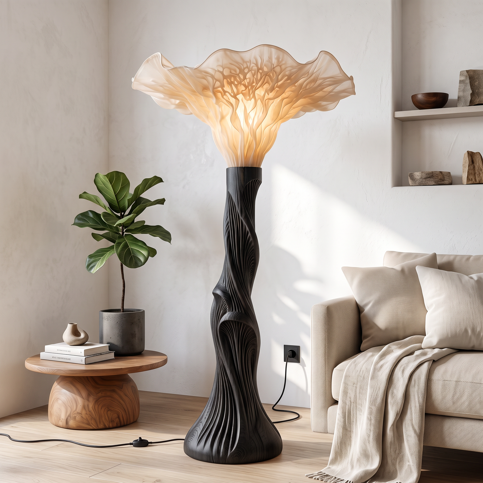 Boho Floor Lamp Blooming Mushroom Shade Reading Nook SINLSAFLP138