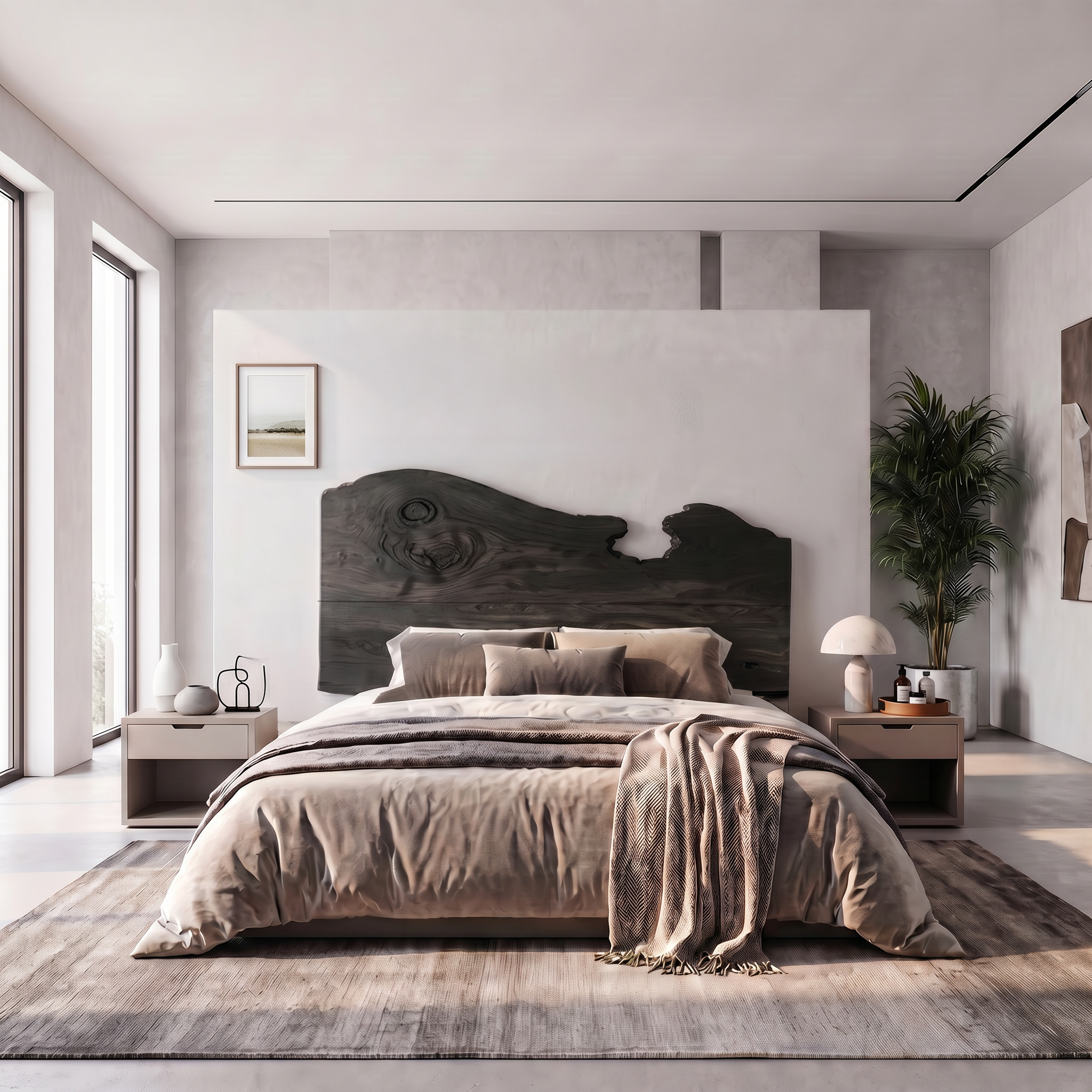 Contemporary Live Edge Headboard Wooden Bed Headboard For Bedroom SINLSAHB061