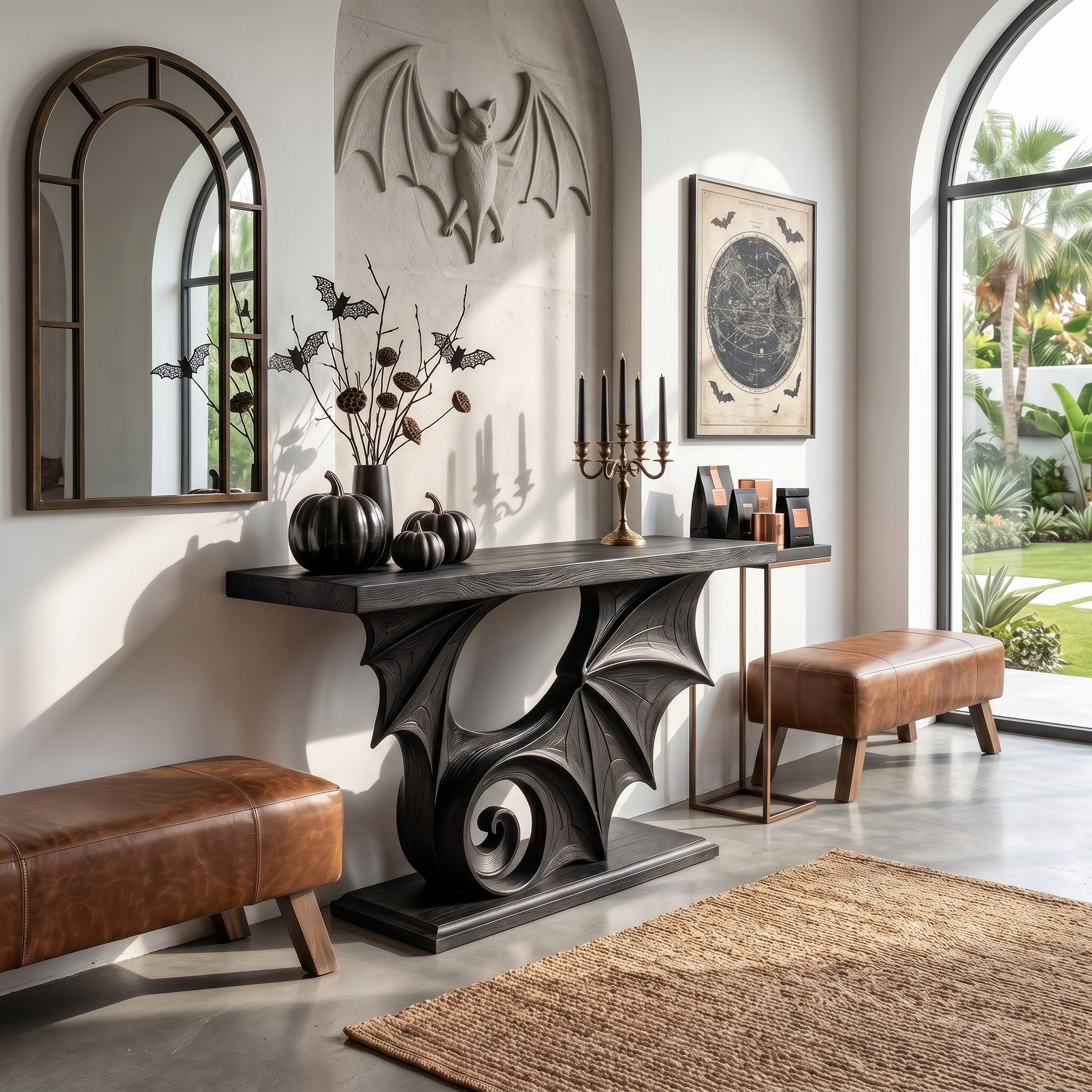Sculptural Console Table Handcrafted Gothic Style For Entryway Hallway SINLSACS679
