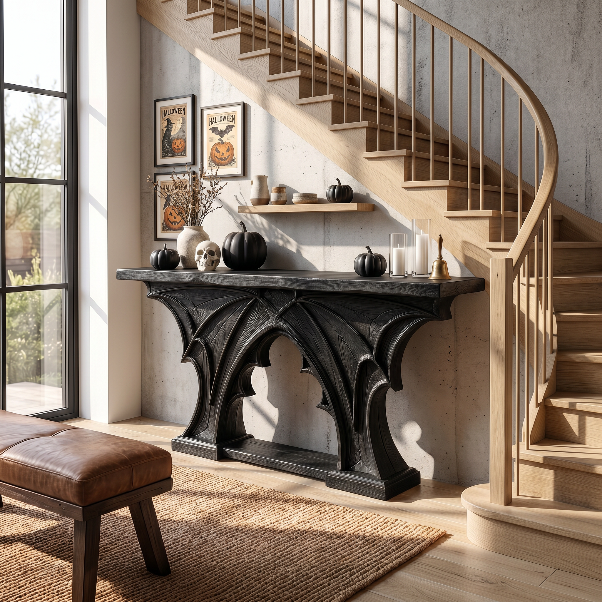 Rustic Console Table Handcrafted Live Edge Design For Hallway SINLSACS680