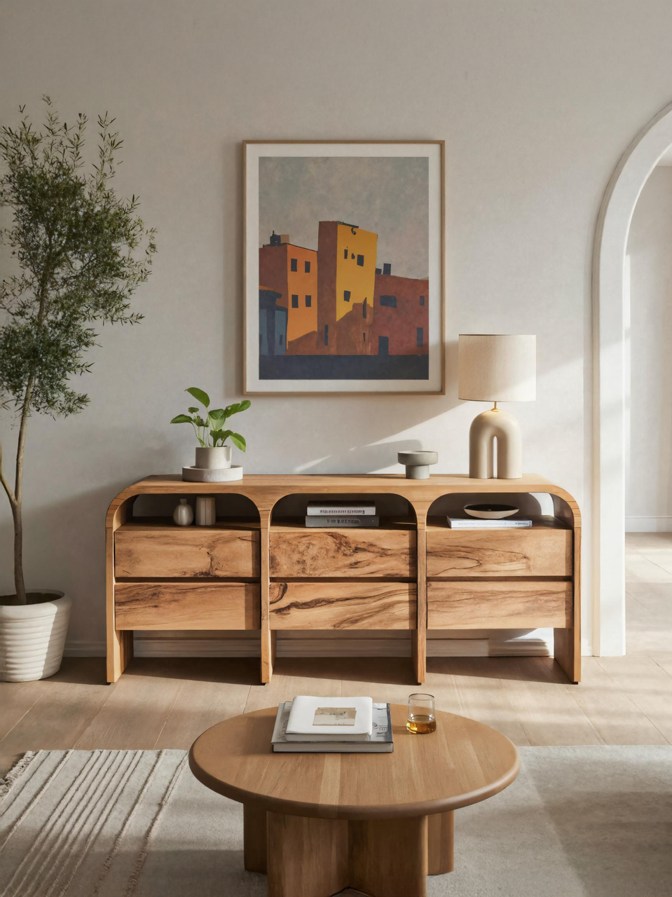 Modern Curved Sideboard For Living Room SITHTTSD001