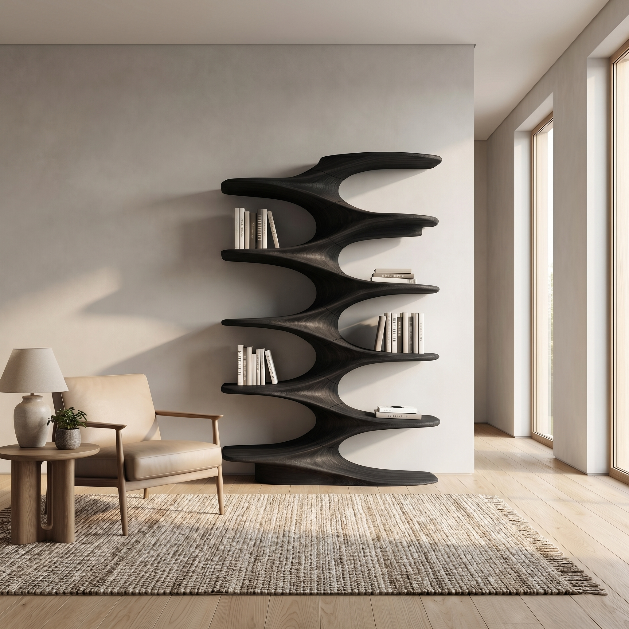 Sculptural Organic Bookshelf For Living Room And Reading Room SINLHATB716