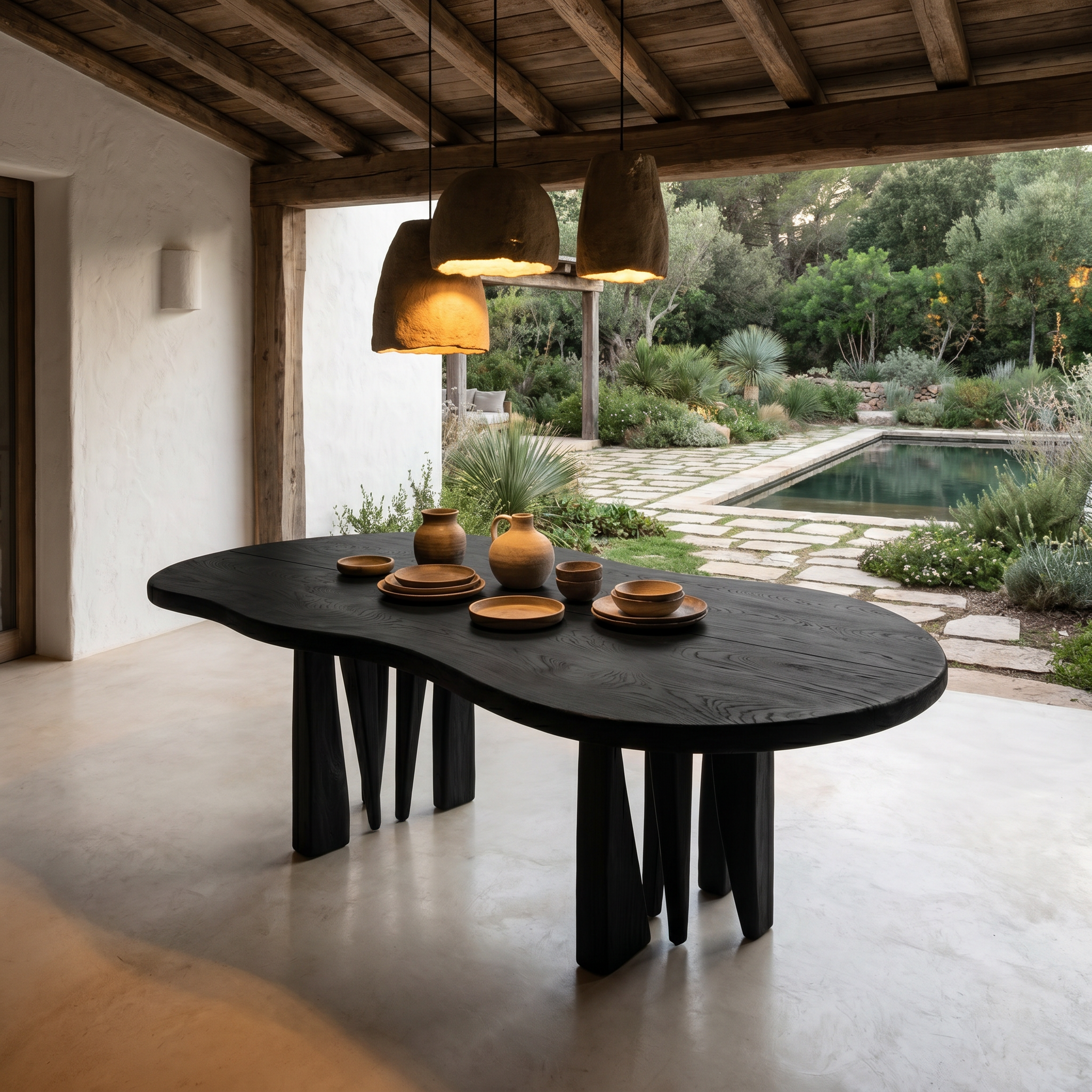 Modern Oval Dining Table Handcrafted Solid Wood Dining Table For Dining Room SINLHADN209