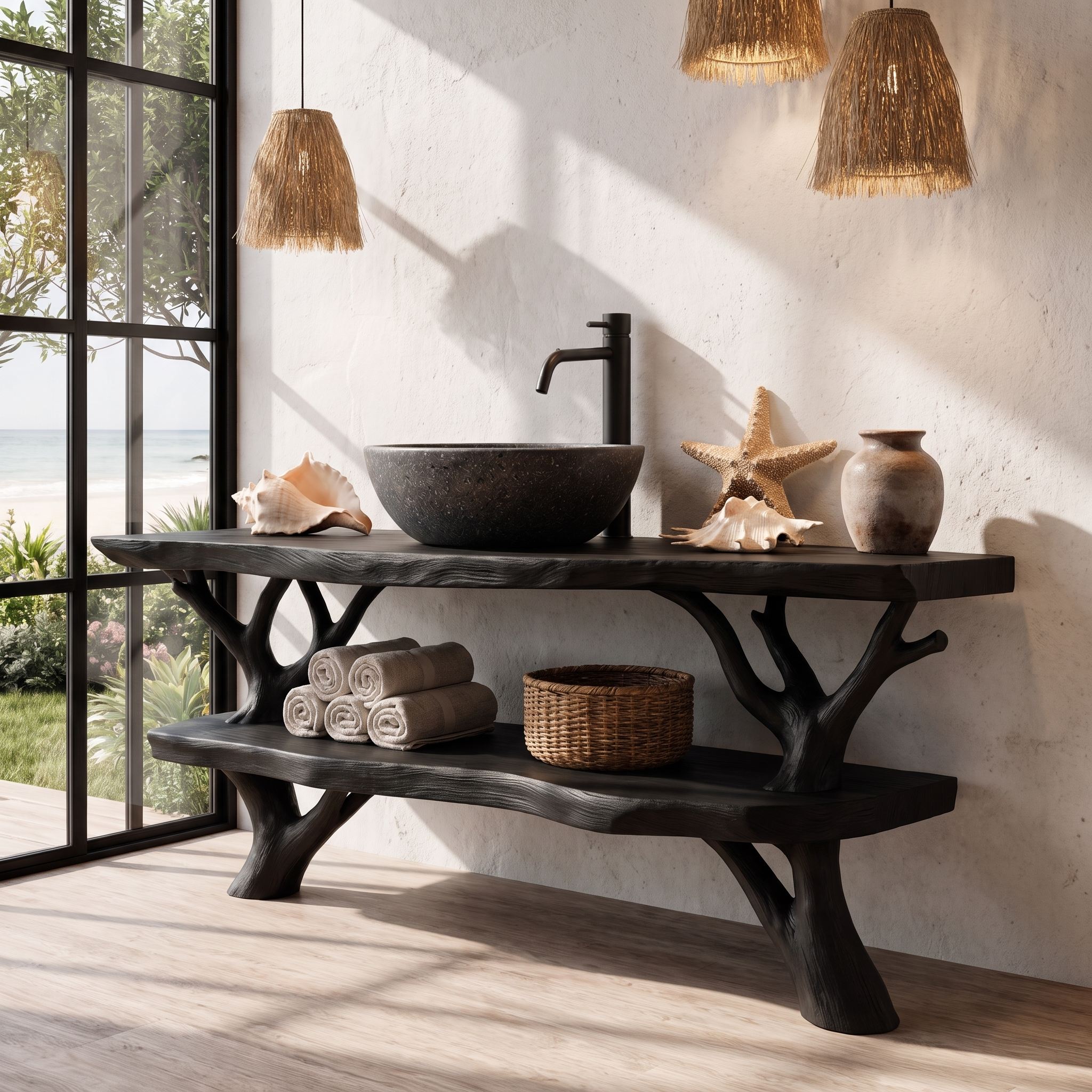 Natural Branch Bathroom Vanity Freestanding Sink Console SINLHABRV329