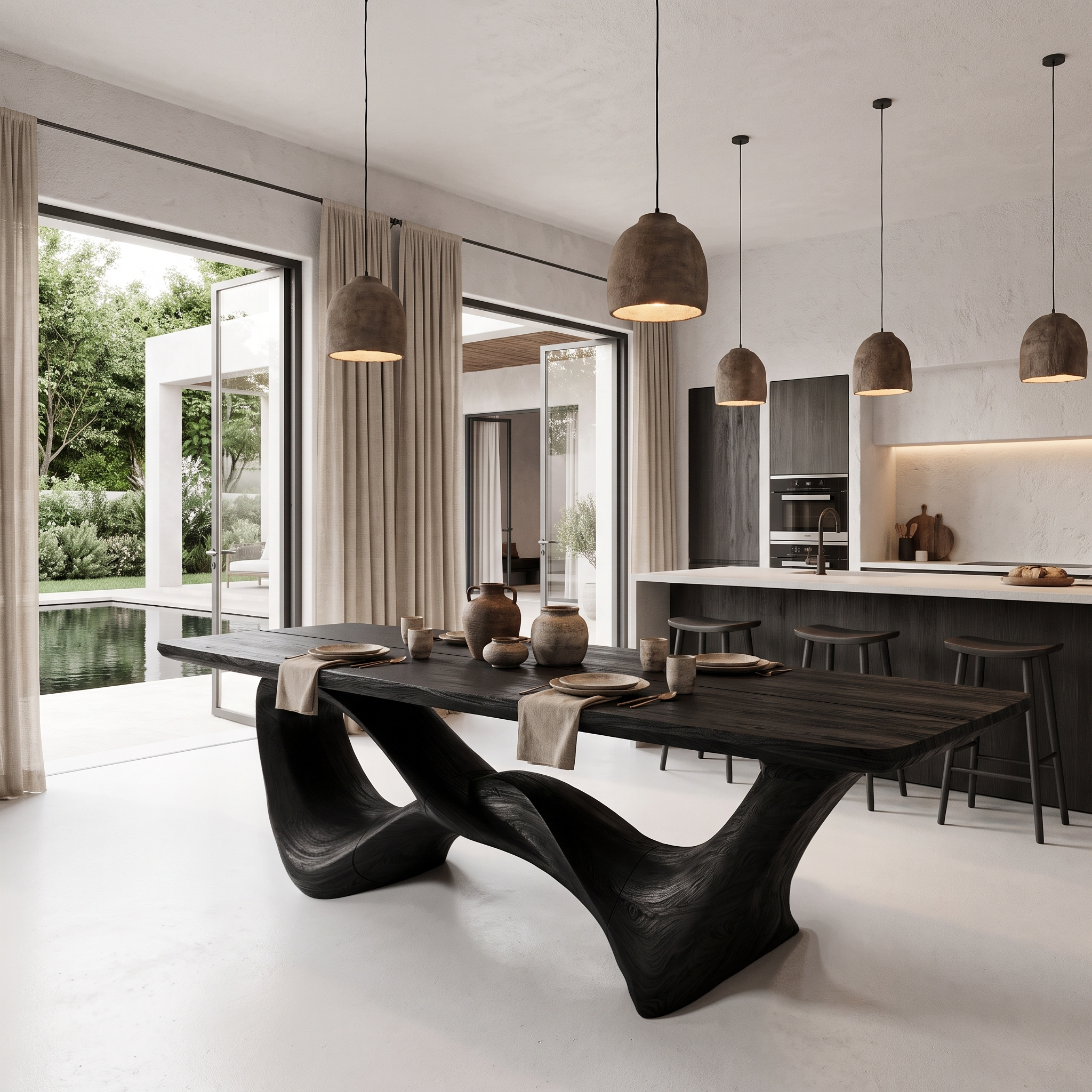 Organic Dining Table With Sculptural Infinity Design For Dining Room And Kitchen SINLHADN212