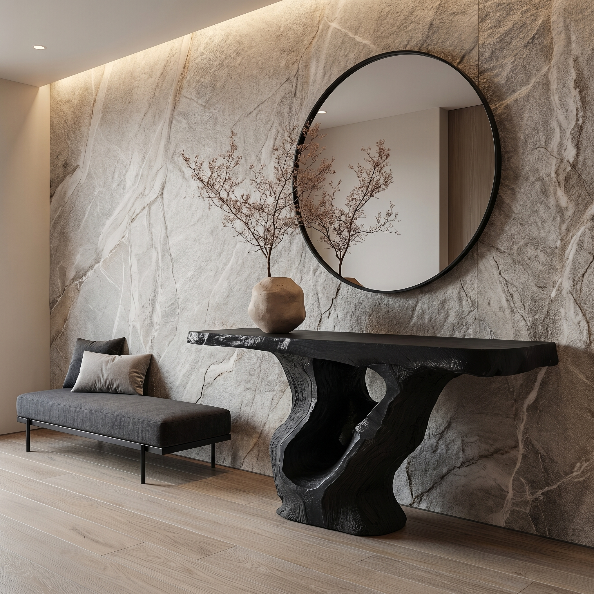 Sculptural Tree Root Console Table For Entryway And Living Room SINLHACS567