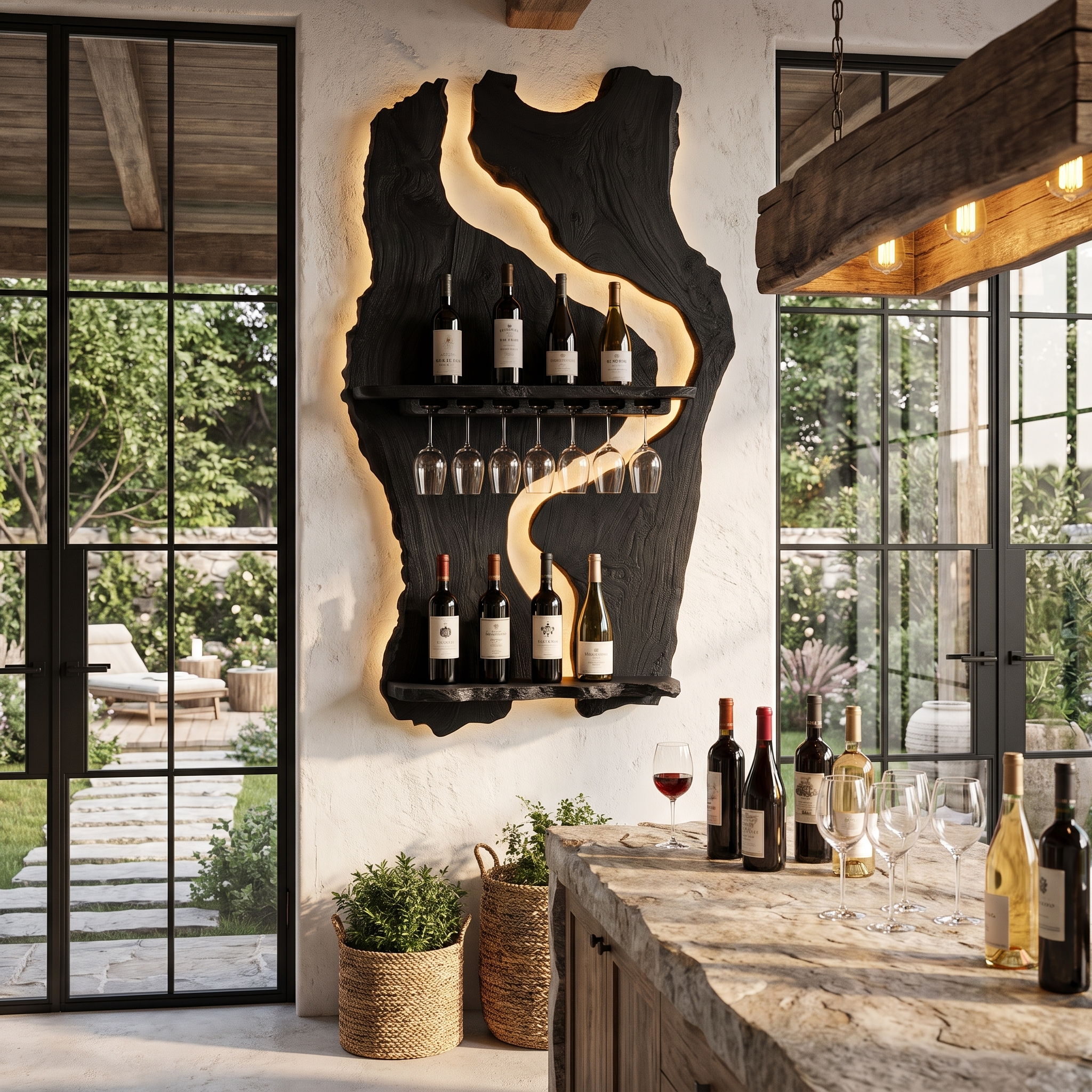 Sculptural Wall Mounted Wine Holder For Dining Room And Home Bar SINLHAWH038