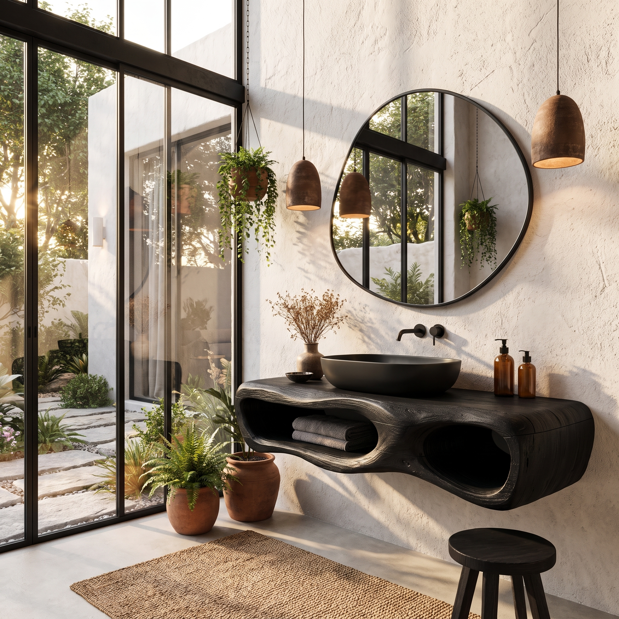 Modern Wall Mounted Bathroom Vanity With Organic Wood Base For Bathroom SINLHABRV323