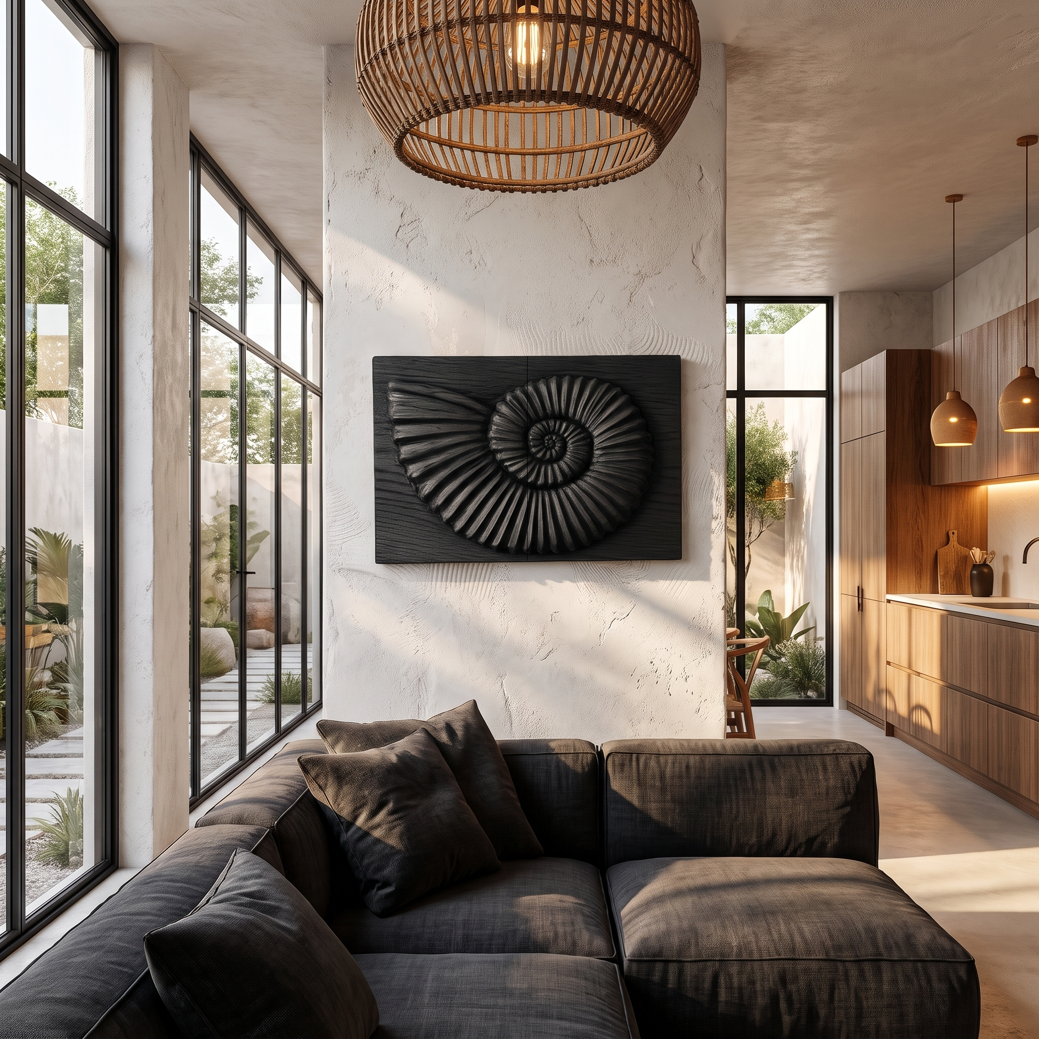 Modern Ammonite Fossil Decorative Wall Panel For Living Room SINLHAWA137