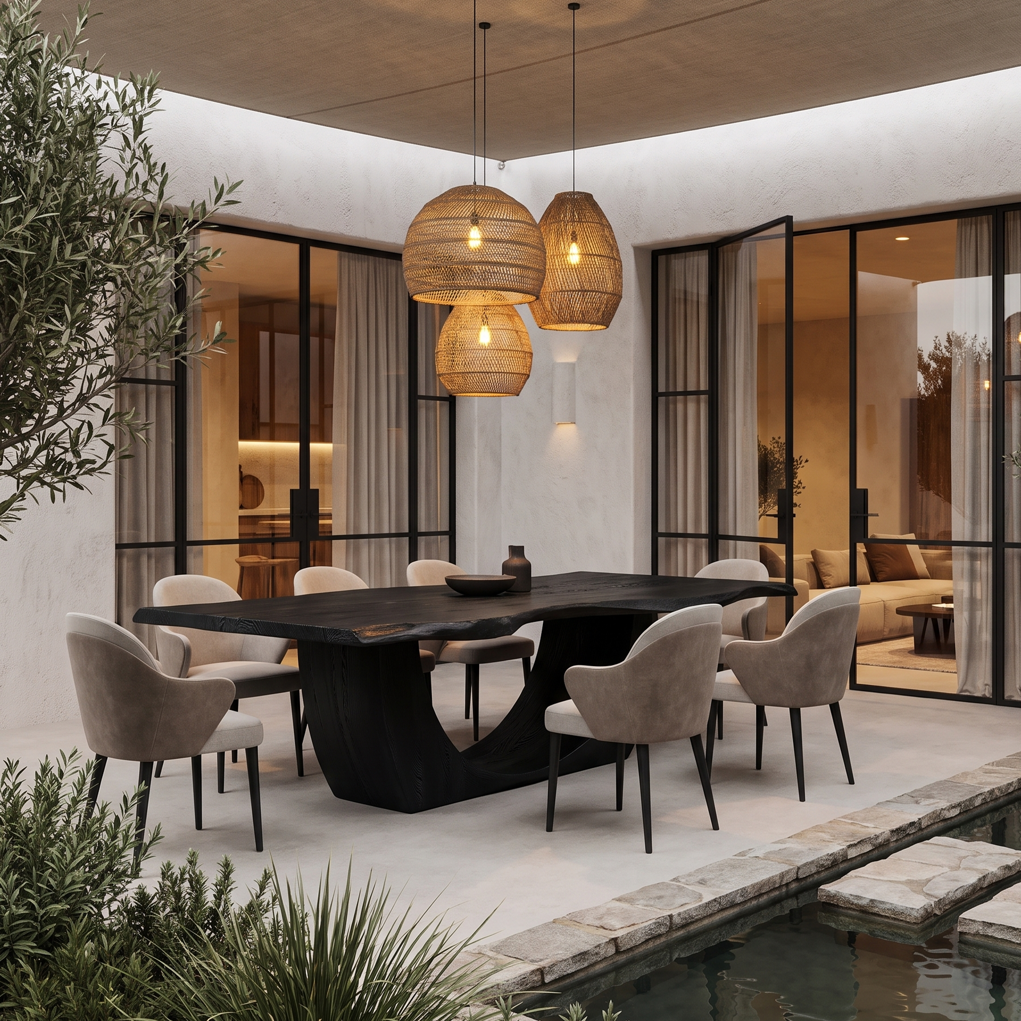 Modern Sculptural Dining Table Live Edge Wood Table For Dining Room SINLHADN205