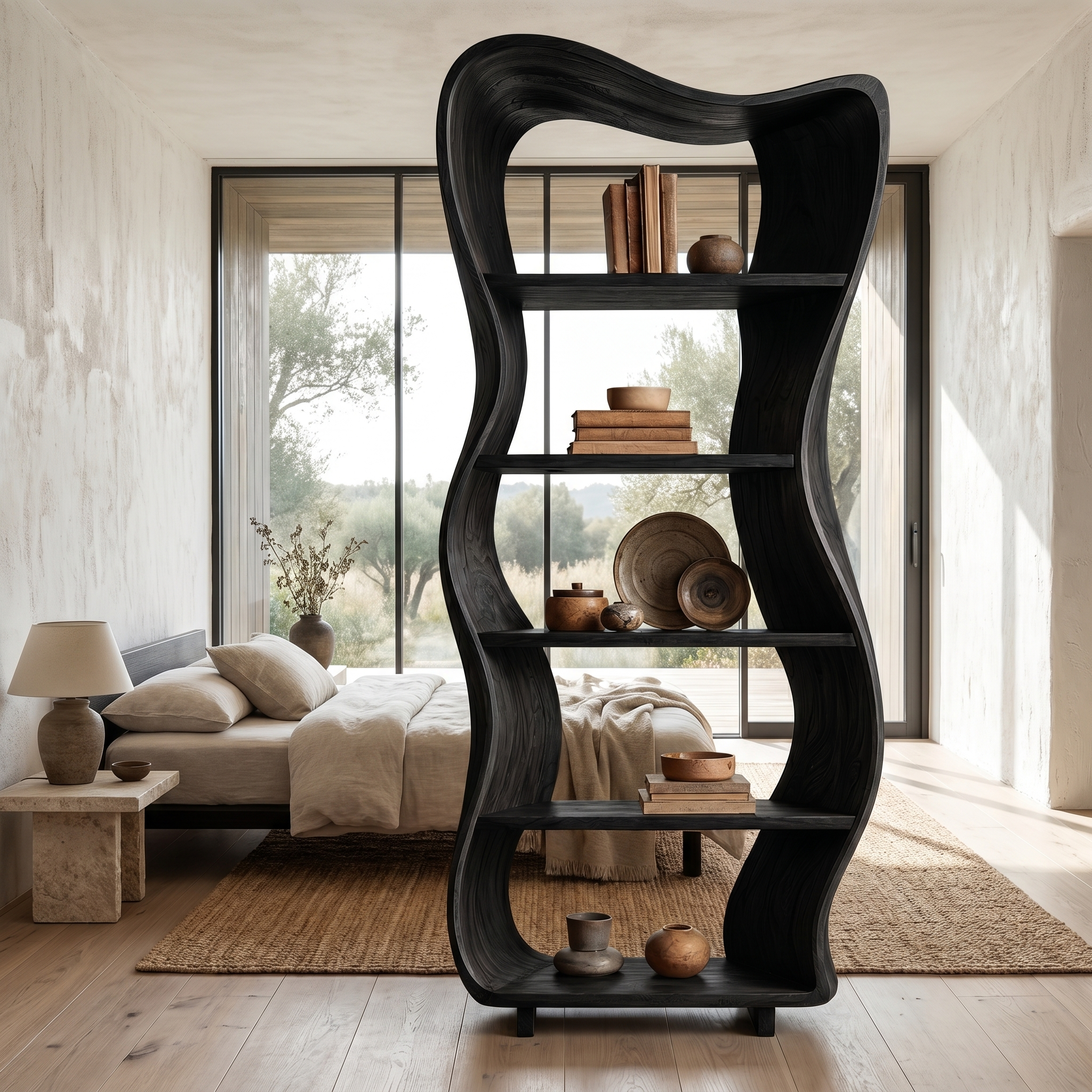 Sculptural Tree Shelf With Organic Wood Design For Living Room And Reading Corner SINLHABS040